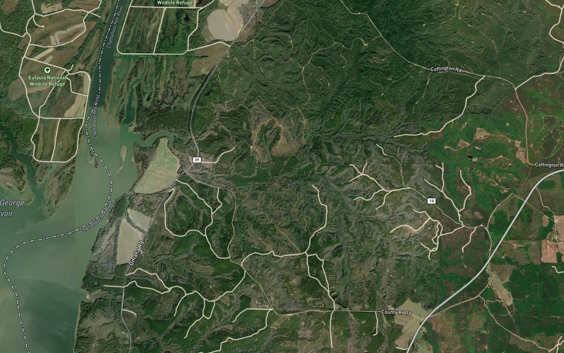 Satellite map of the North Fork Bustahatchee Creek