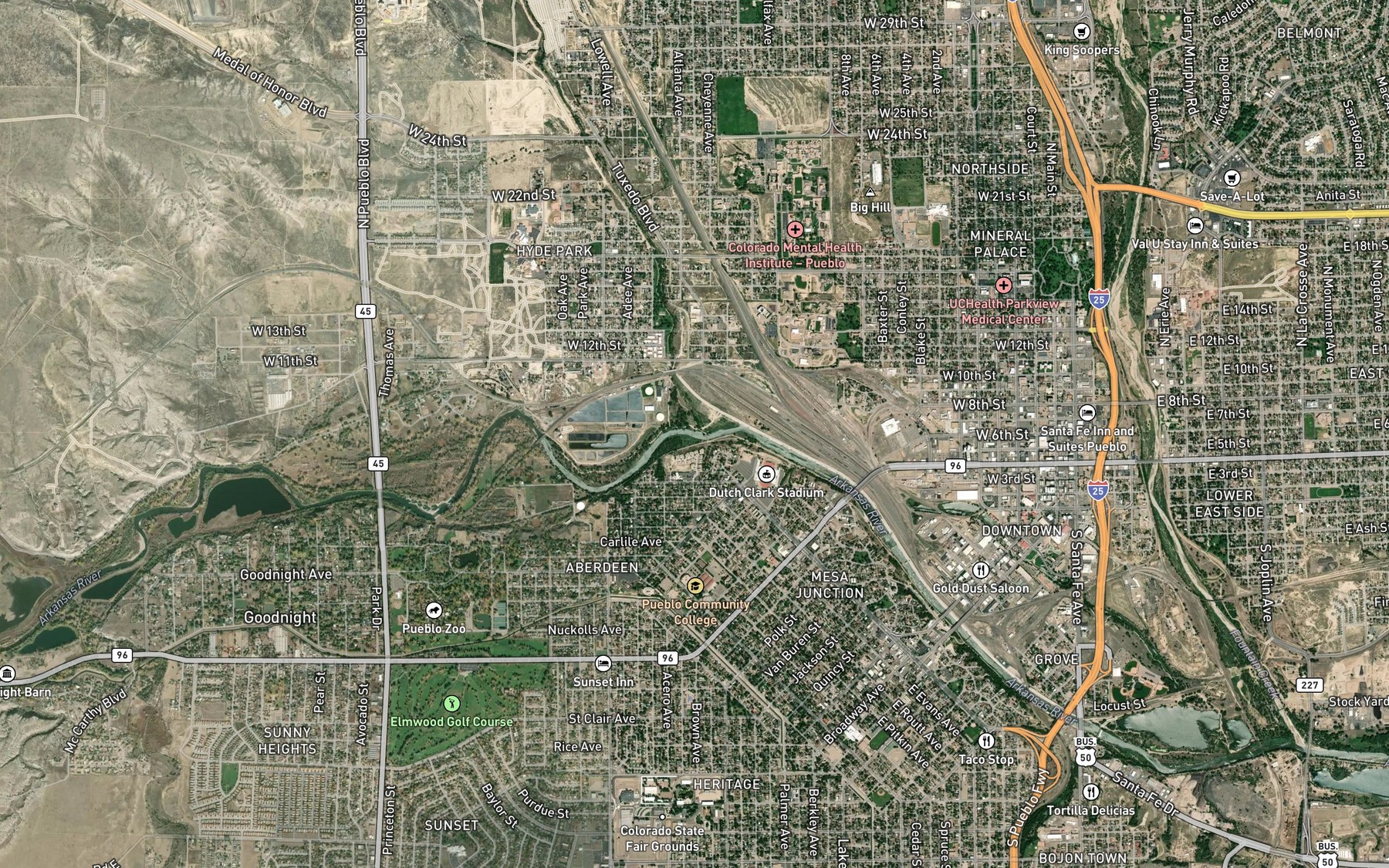 Satellite map of the Dry Creek