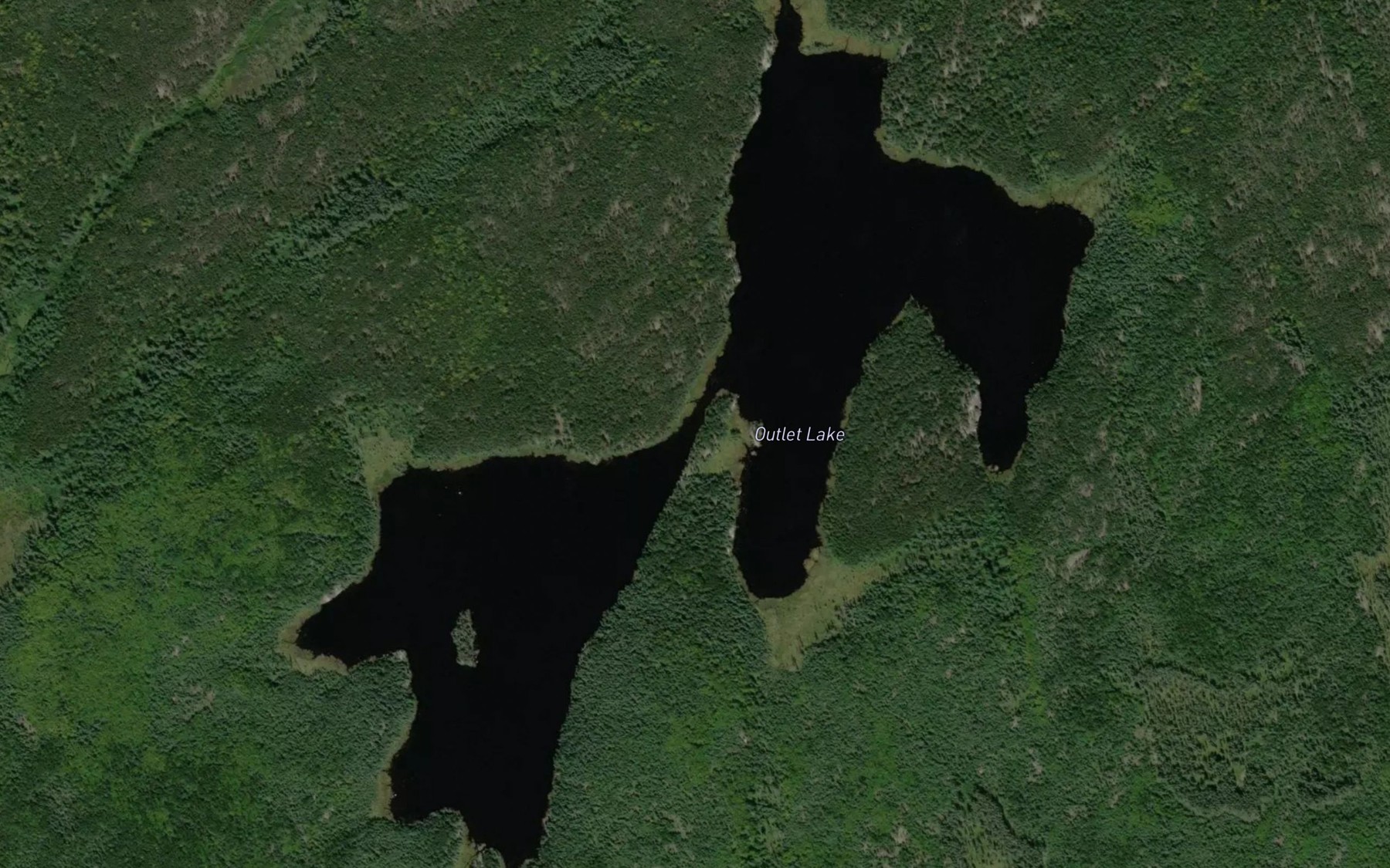 Satellite map of the Outlet Lake