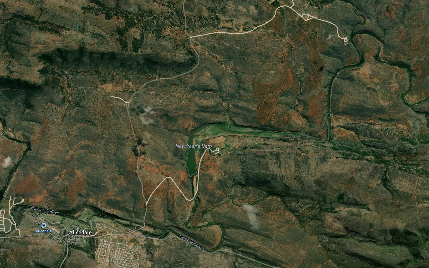 Satellite map of the New Years Dam