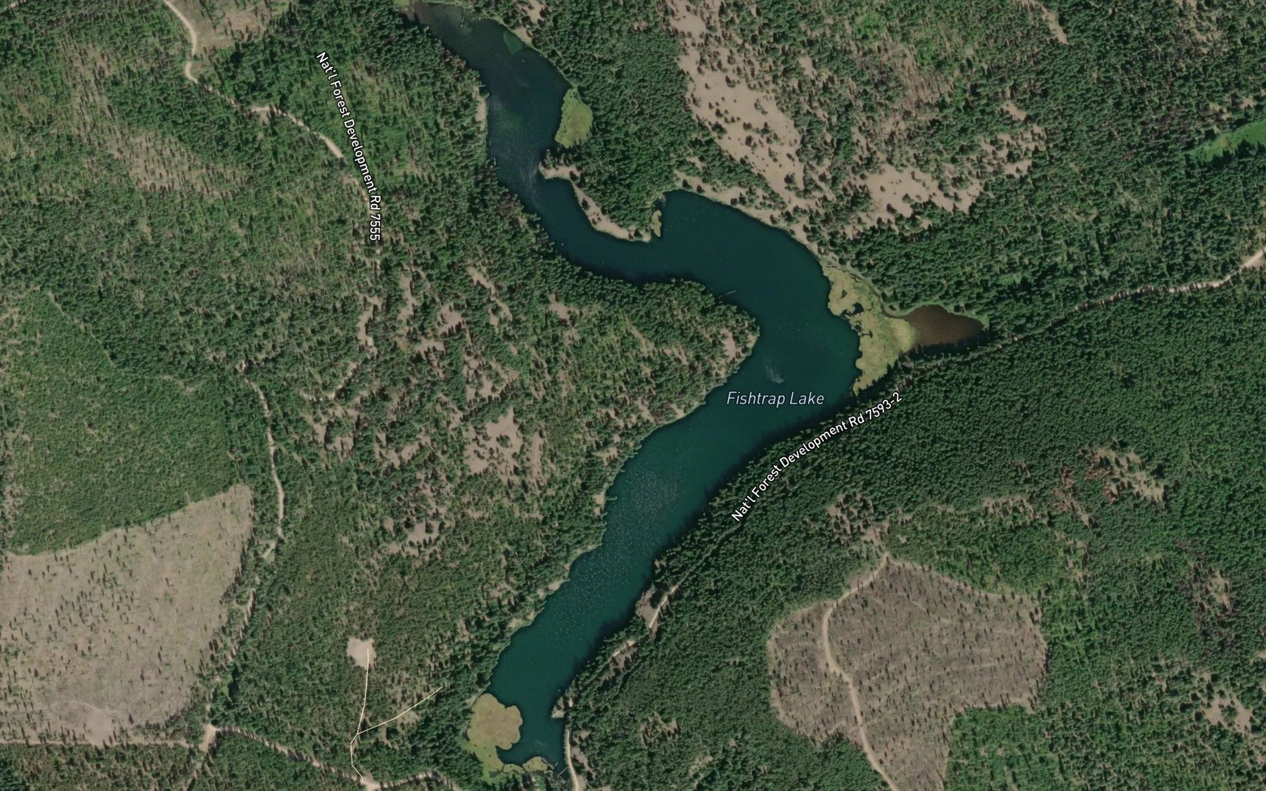 Satellite map of the Fishtrap Lake