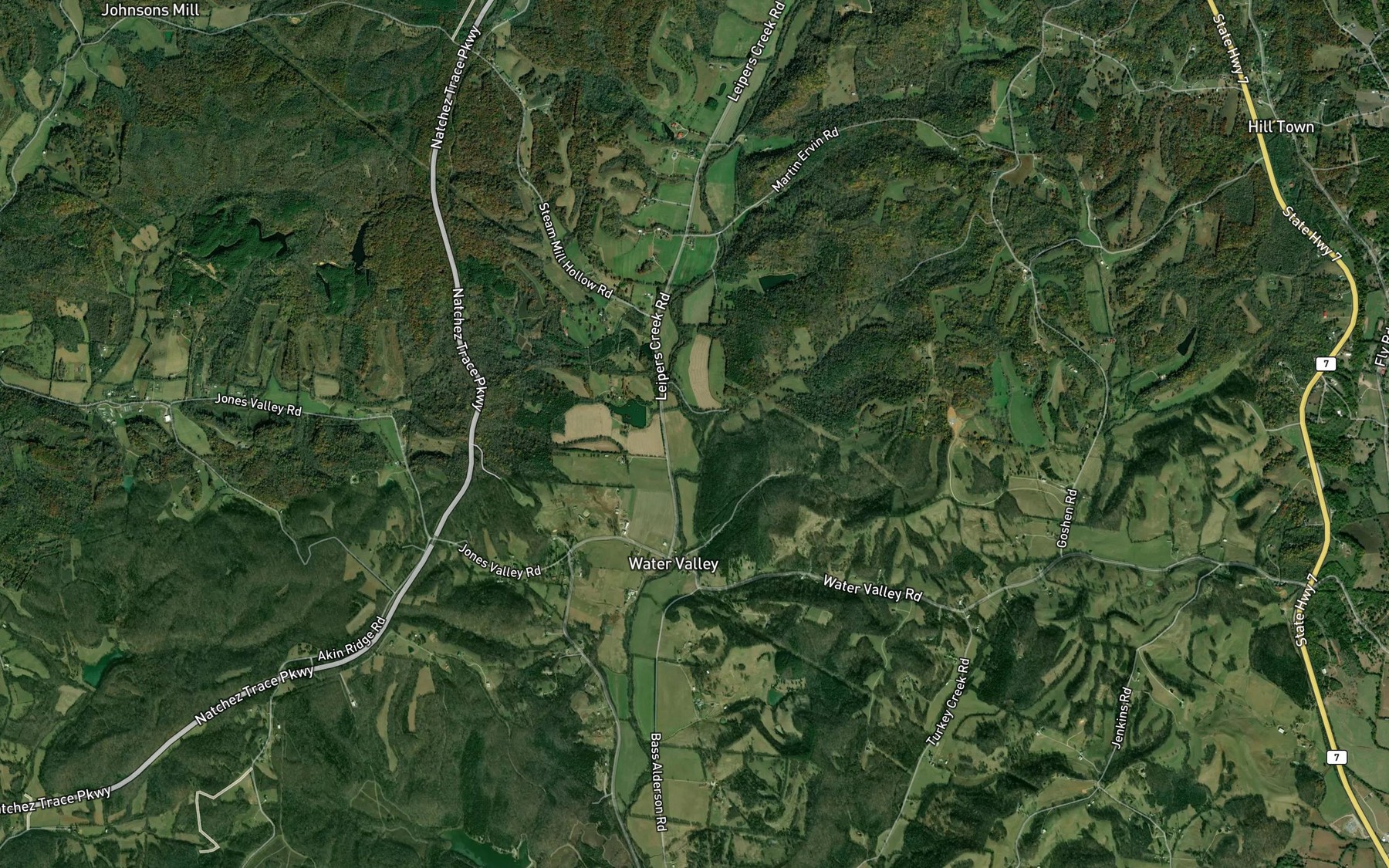 Satellite map of the Pigg Branch