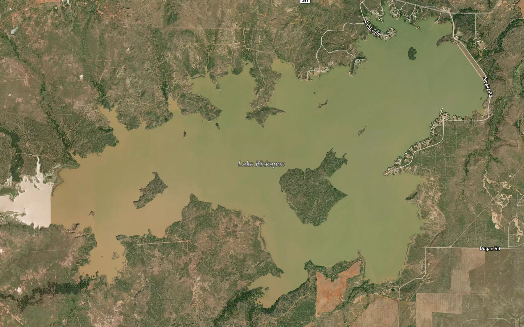 Satellite map of the Lake Kickapoo