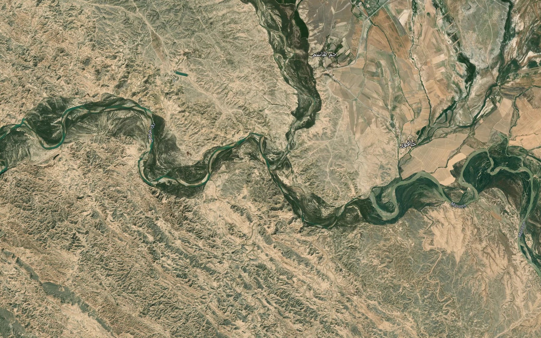 Satellite map of the Rudkhaneh-ye Sandali