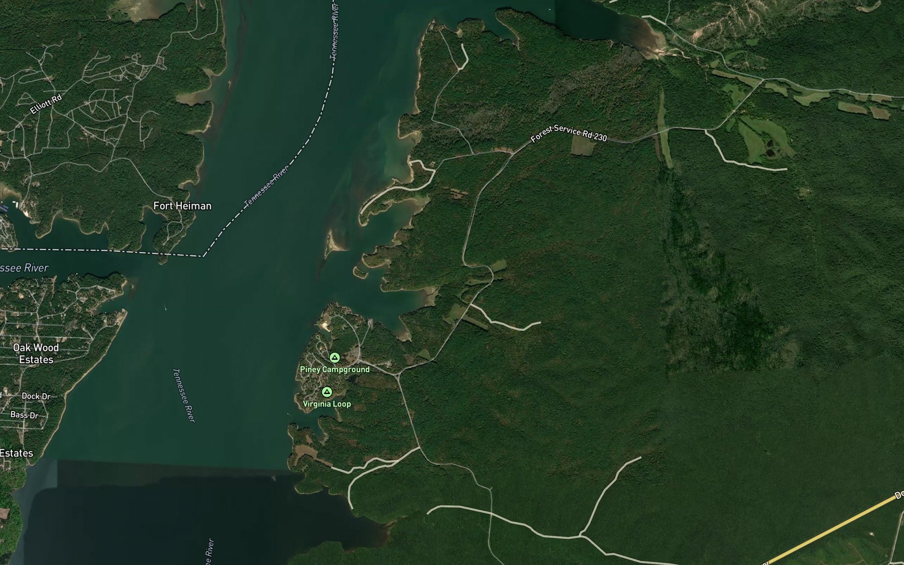 Satellite map of the North Piney Creek