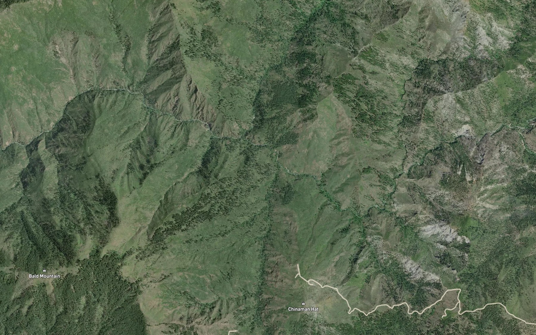 Satellite map of the South Fork Silver Creek