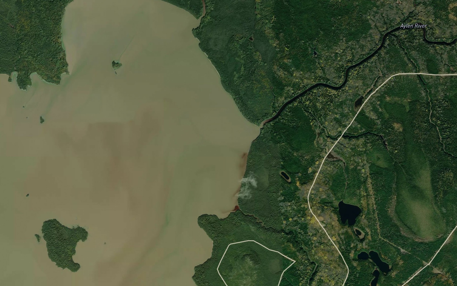 Satellite map of the Aylen River