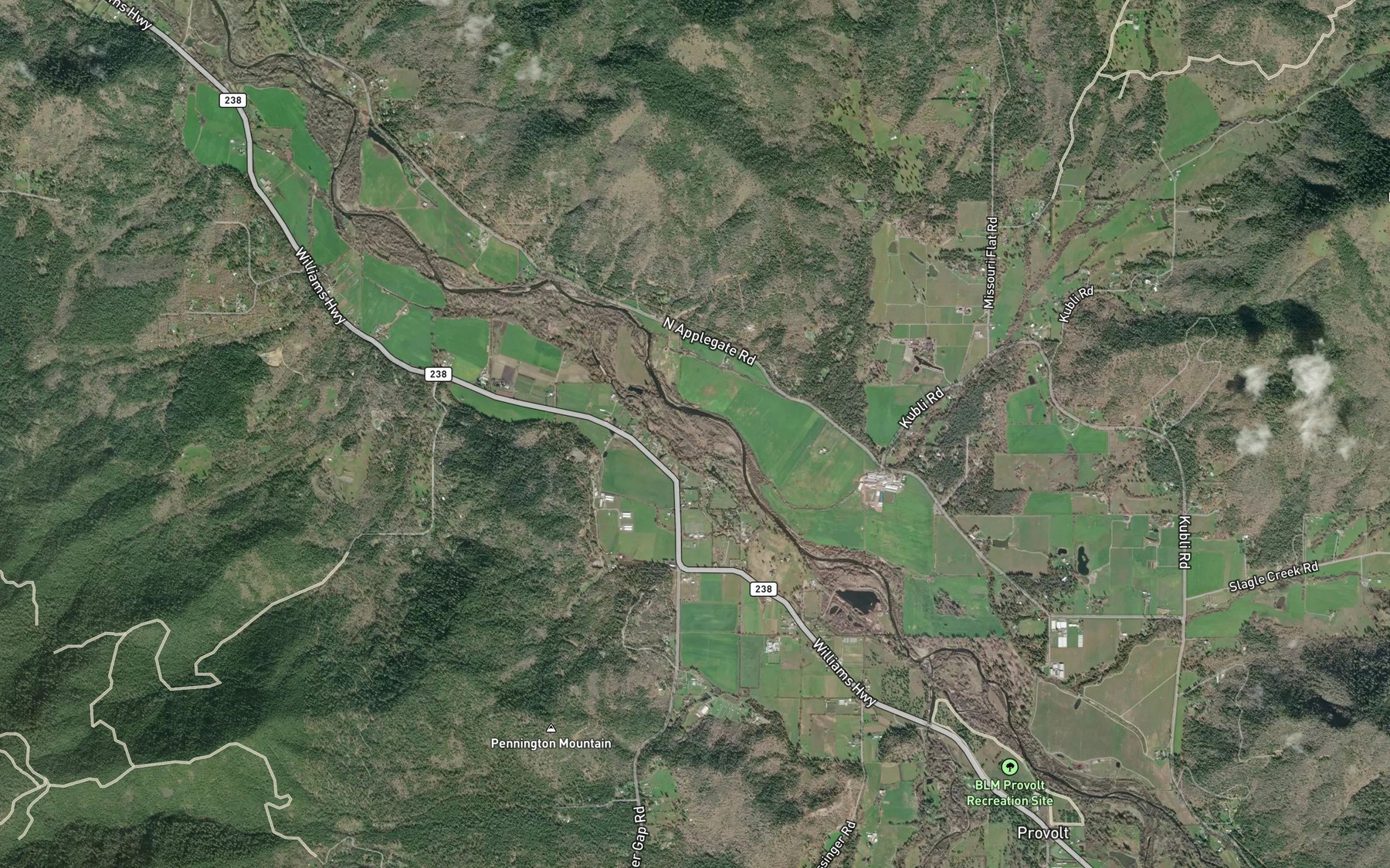 Satellite map of the Miller Creek