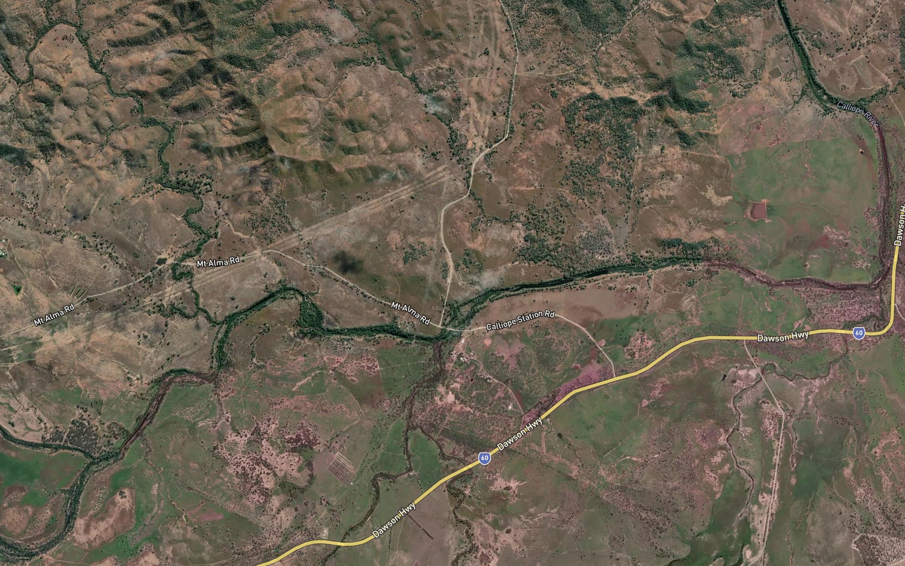 Satellite map of the Oaky Creek