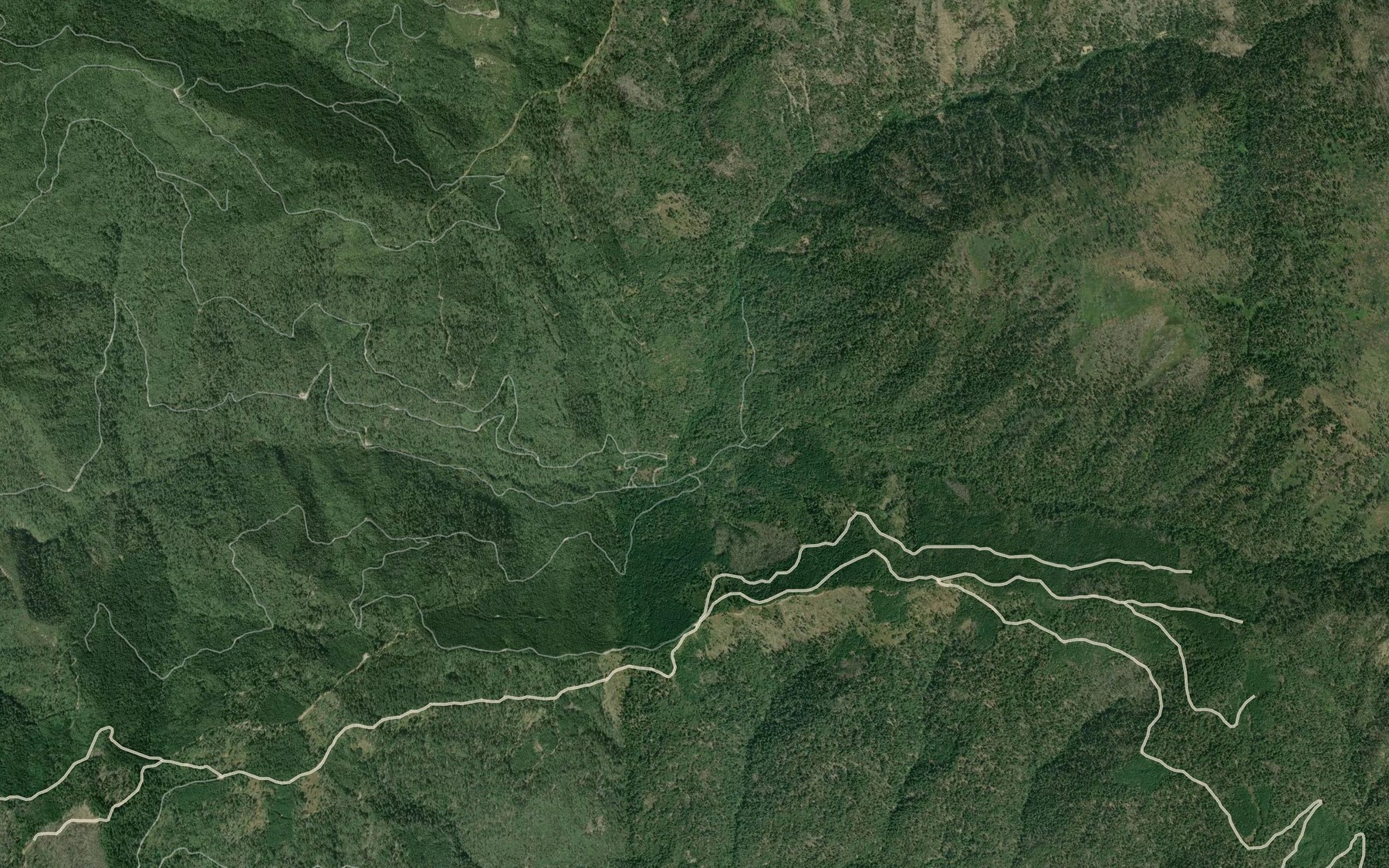 Satellite map of the South Fork Tish Tang a Tang Creek