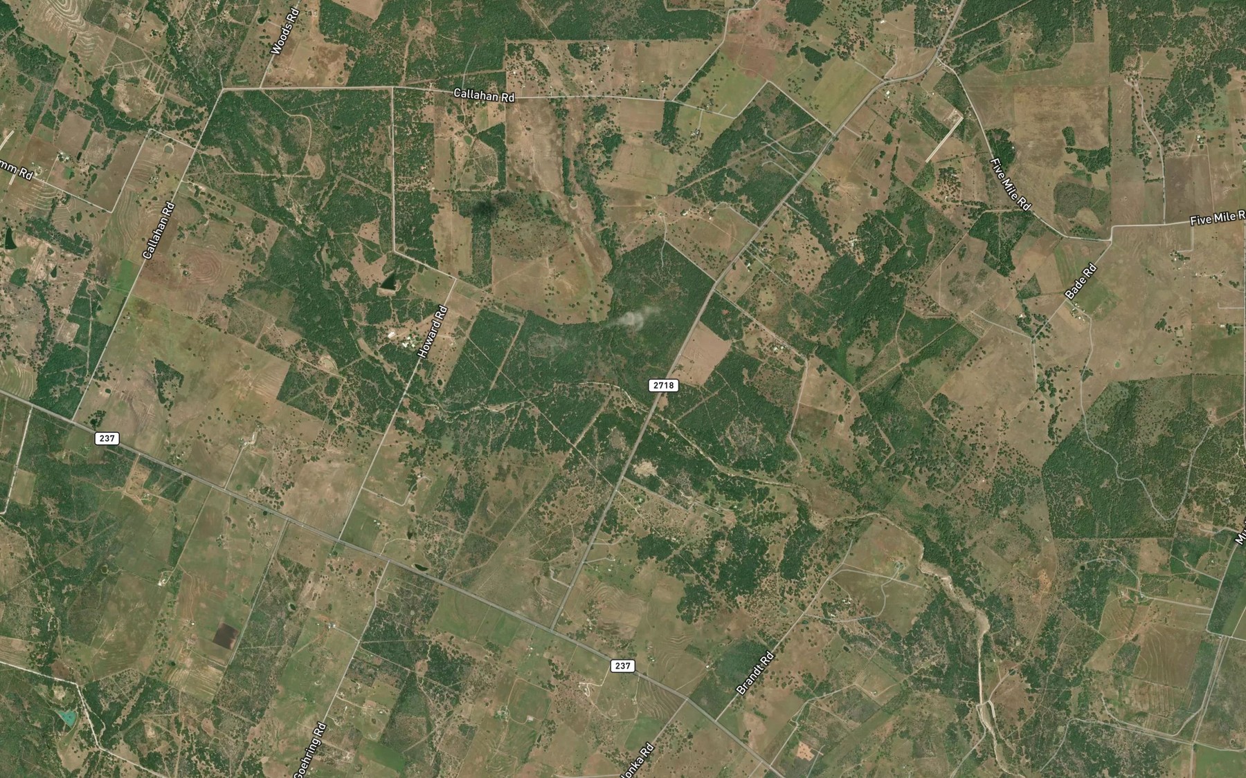 Satellite map of the Shiloh Creek