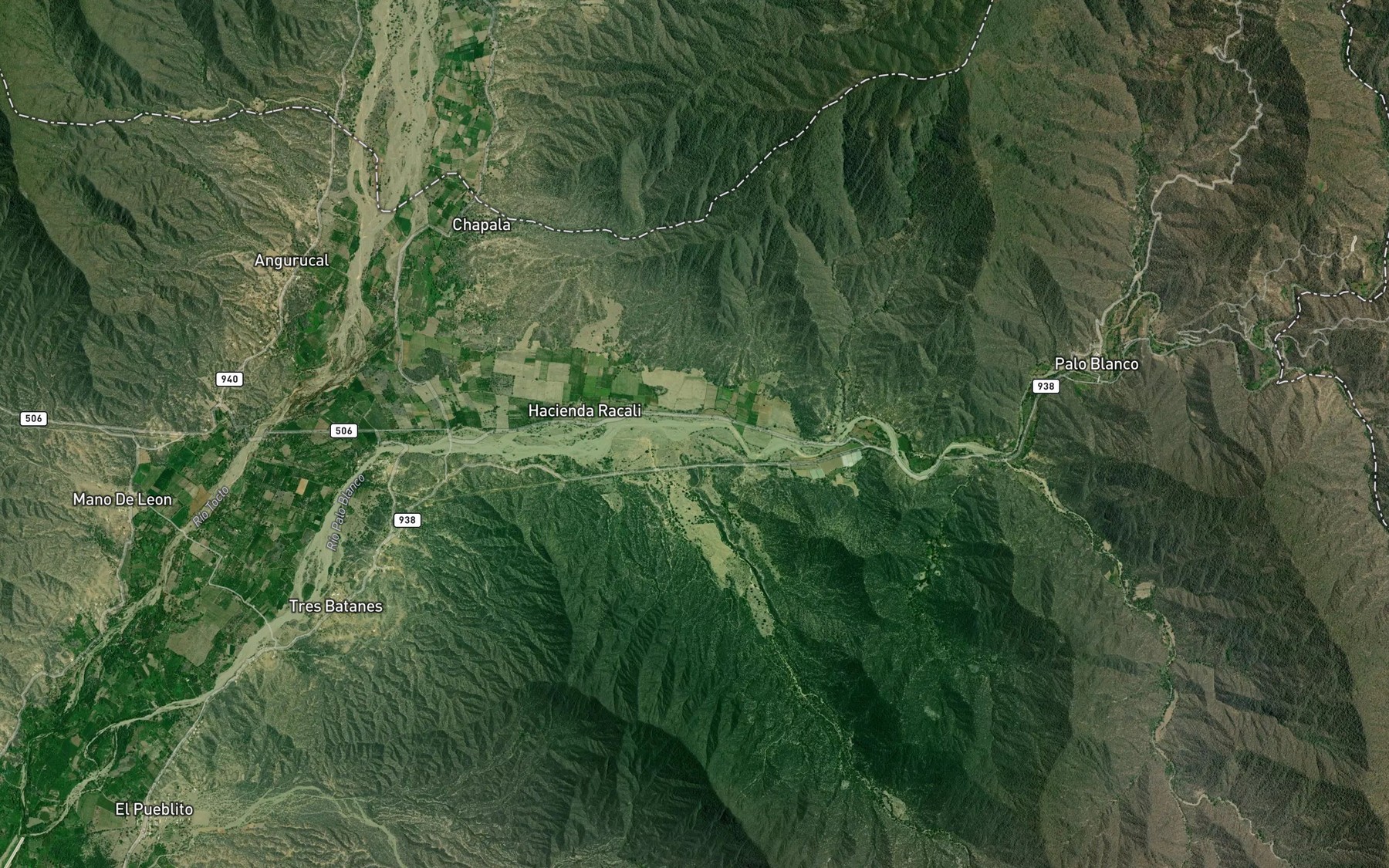 Satellite map of the Quebrada Piedras Negras