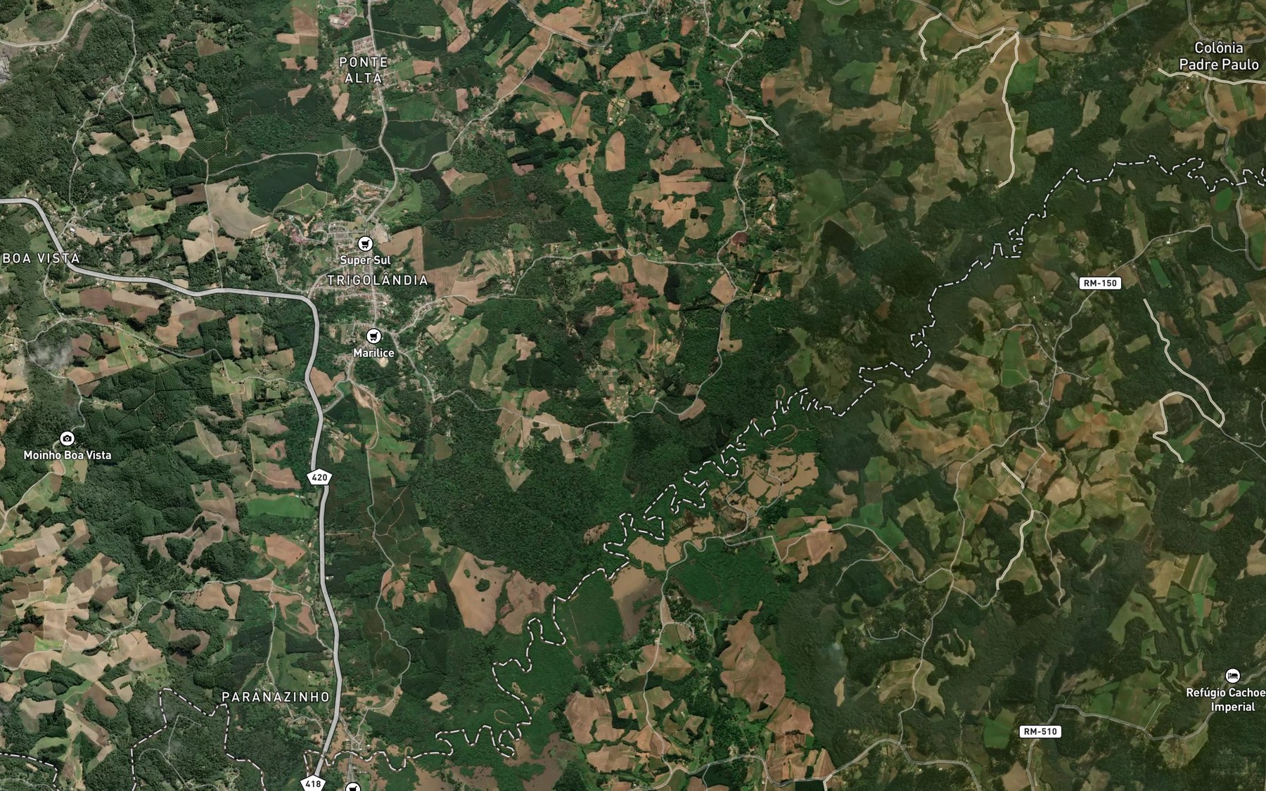 Satellite map of the Rio Monjolinho