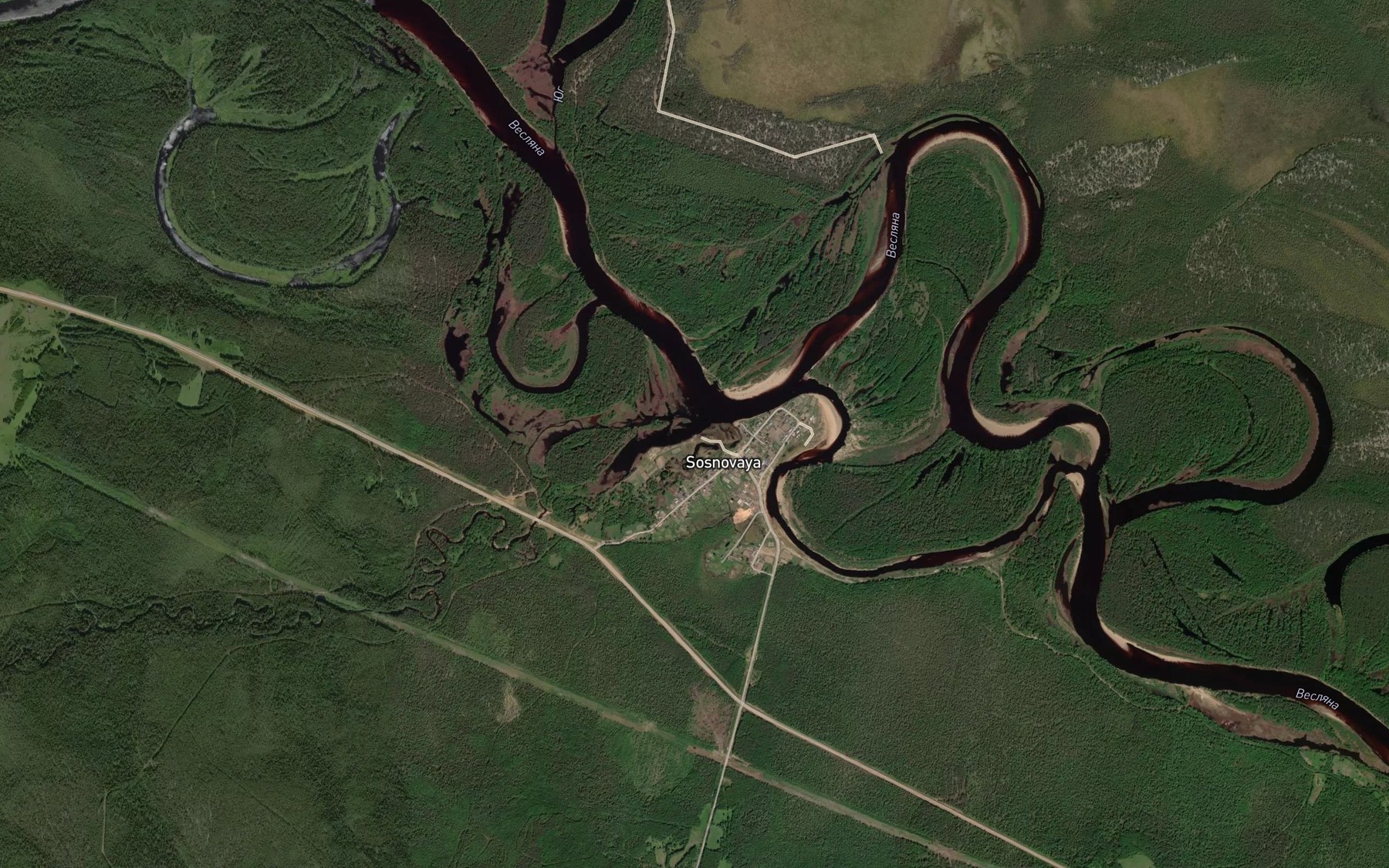 Satellite map of the Nozhva