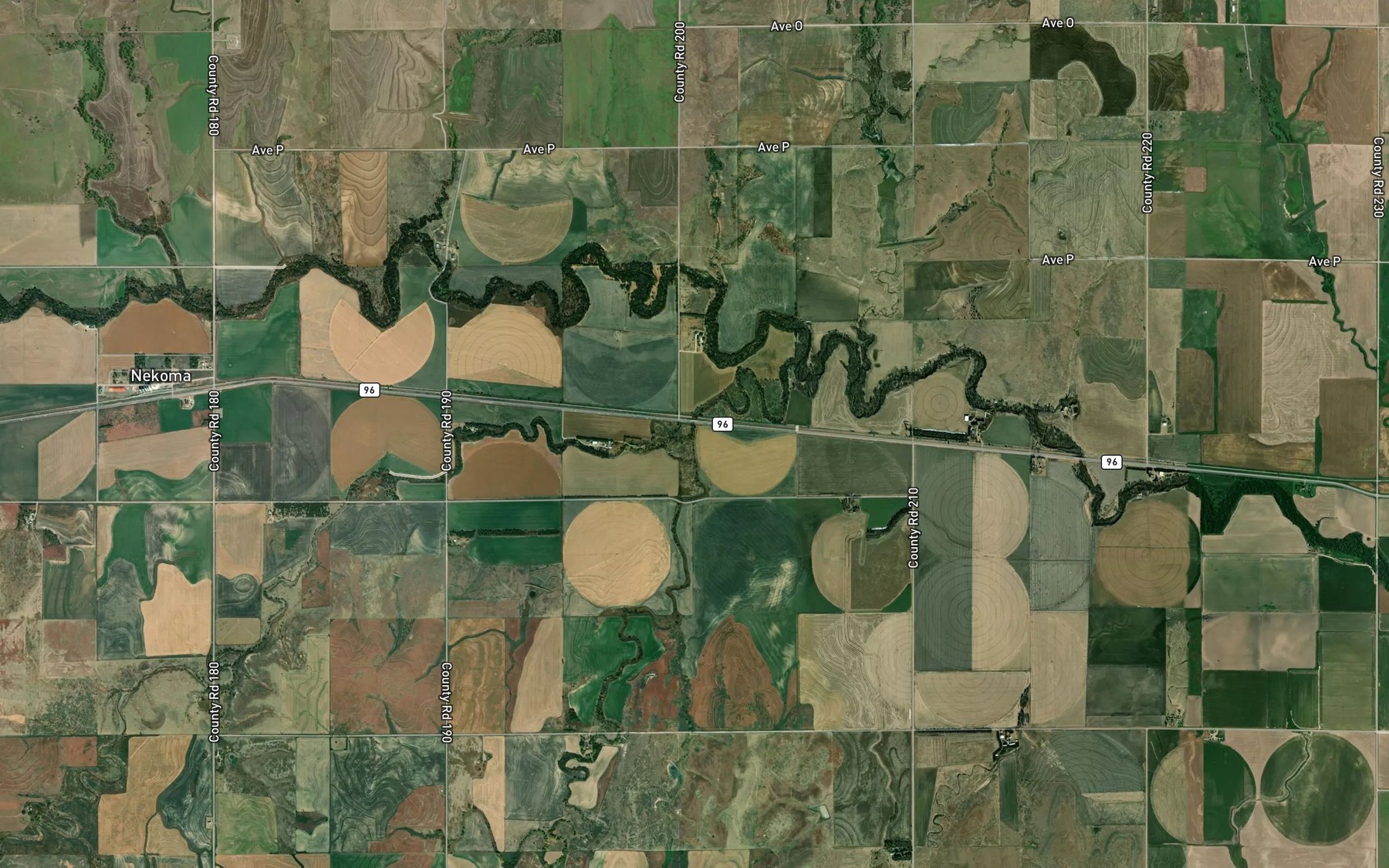 Satellite map of the Sandy Creek