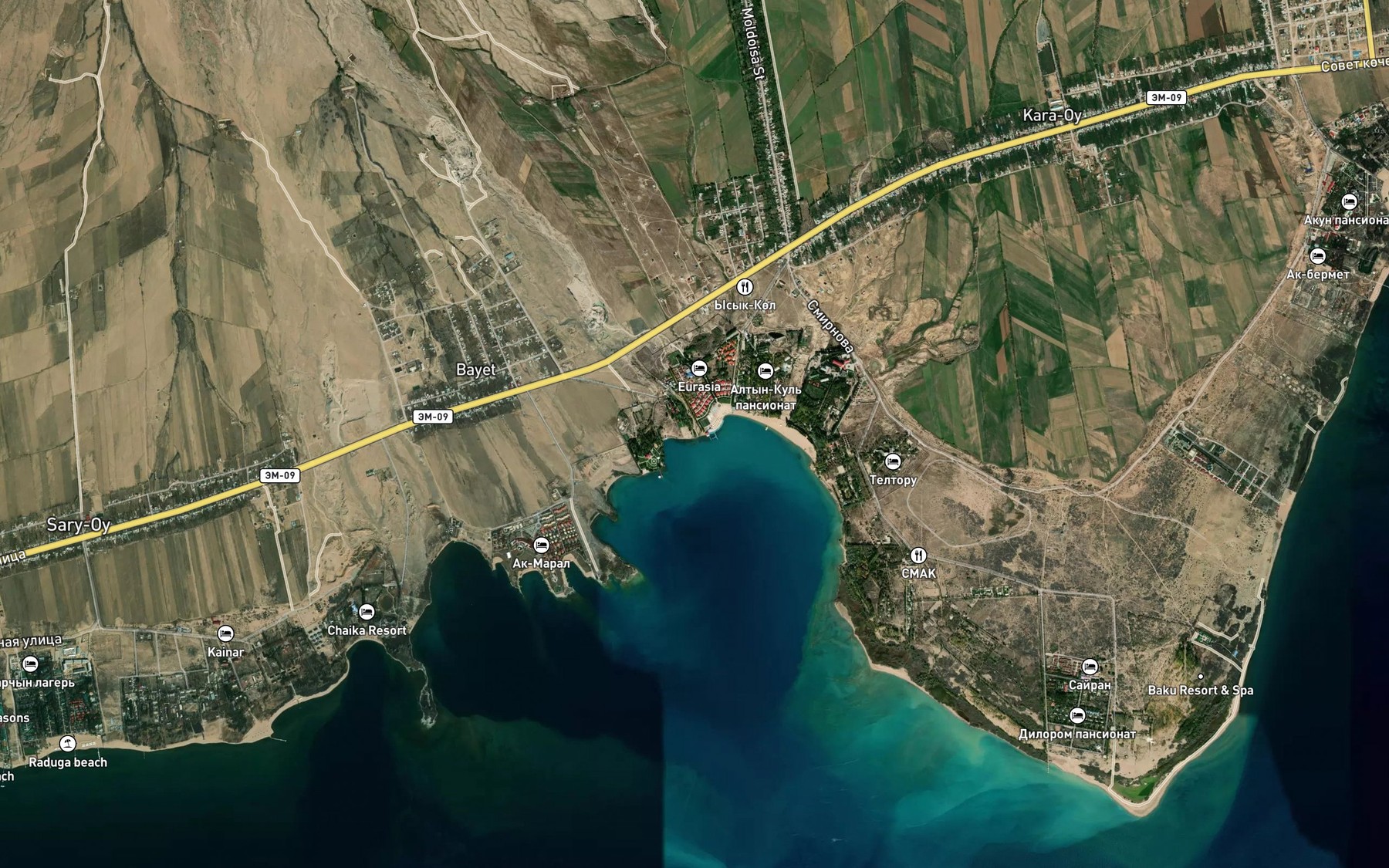 Satellite map of the Chong-Koy-Suu