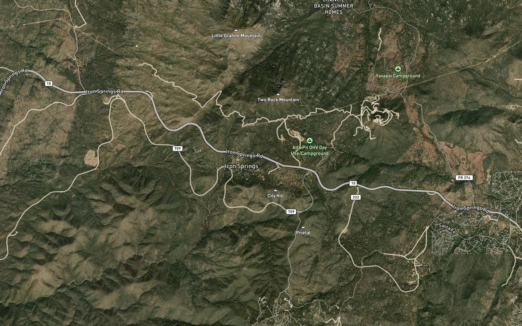 Satellite map of the Iron Springs Wash