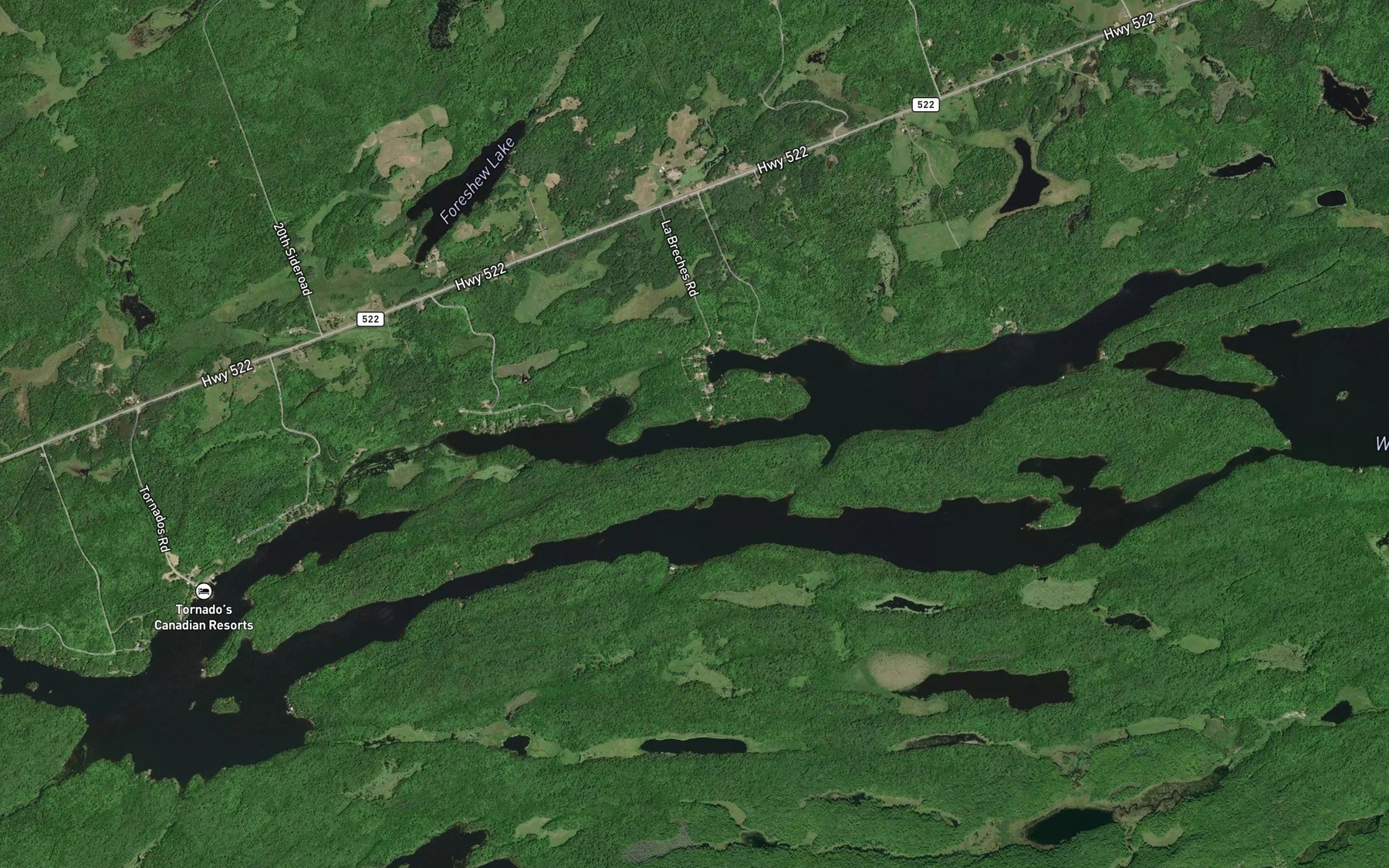Satellite map of the Little Long Lake
