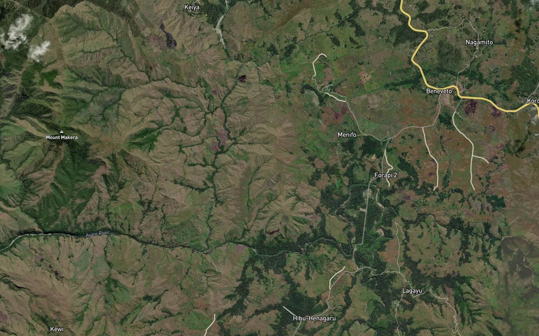 Satellite map of the Benabena Creek