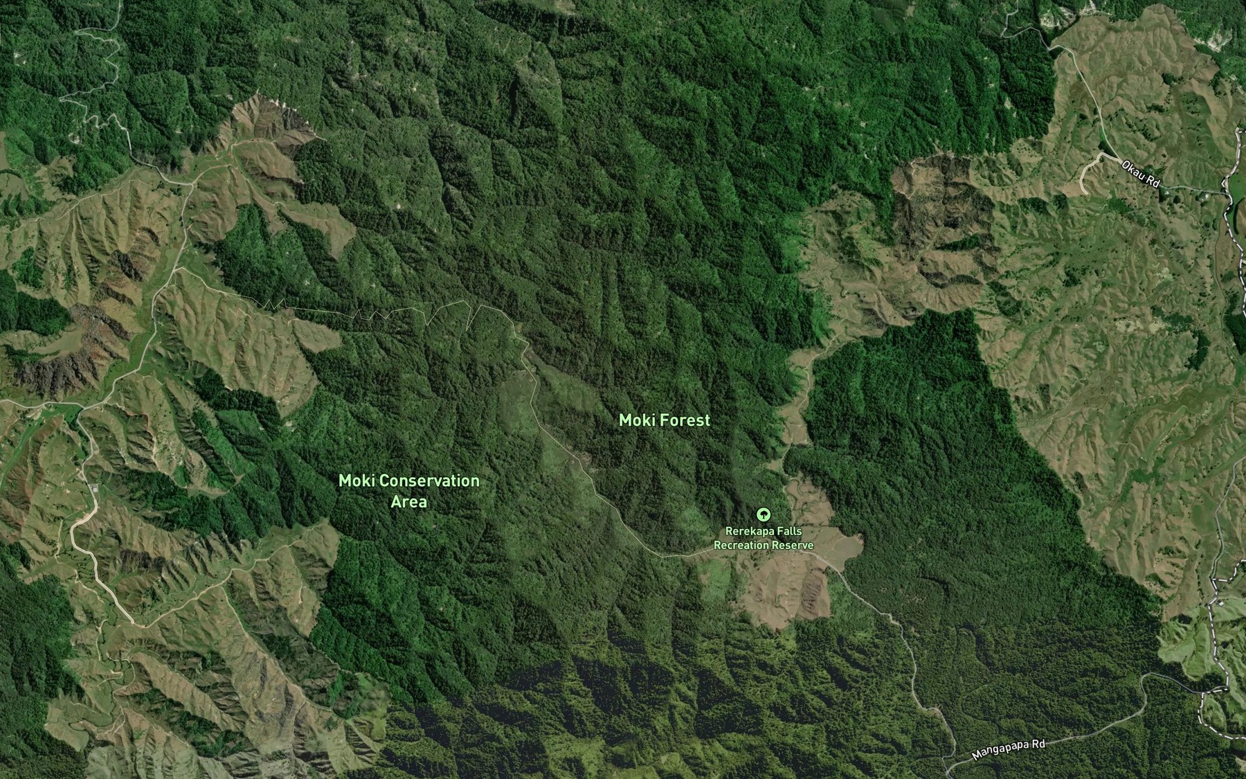 Satellite map of the Rerekapa Falls