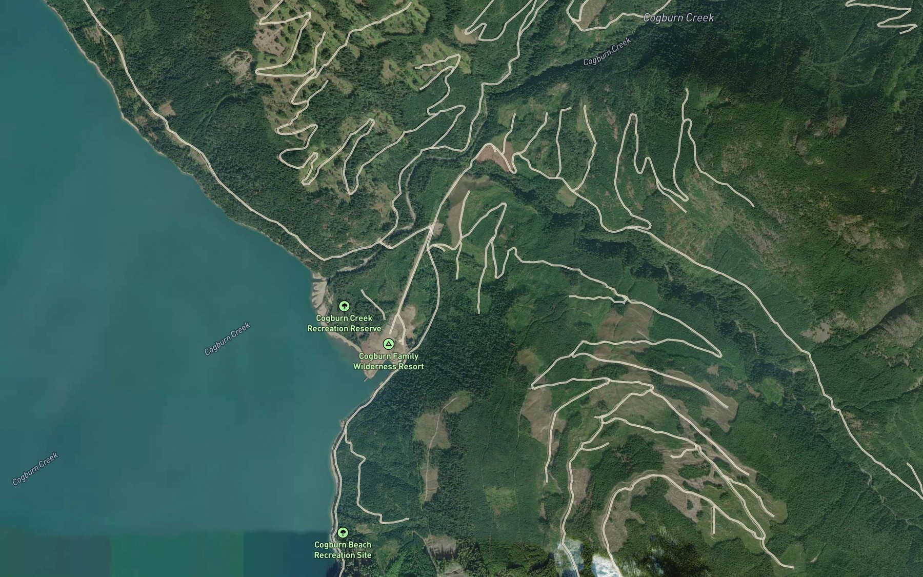 Satellite map of the Talc Creek