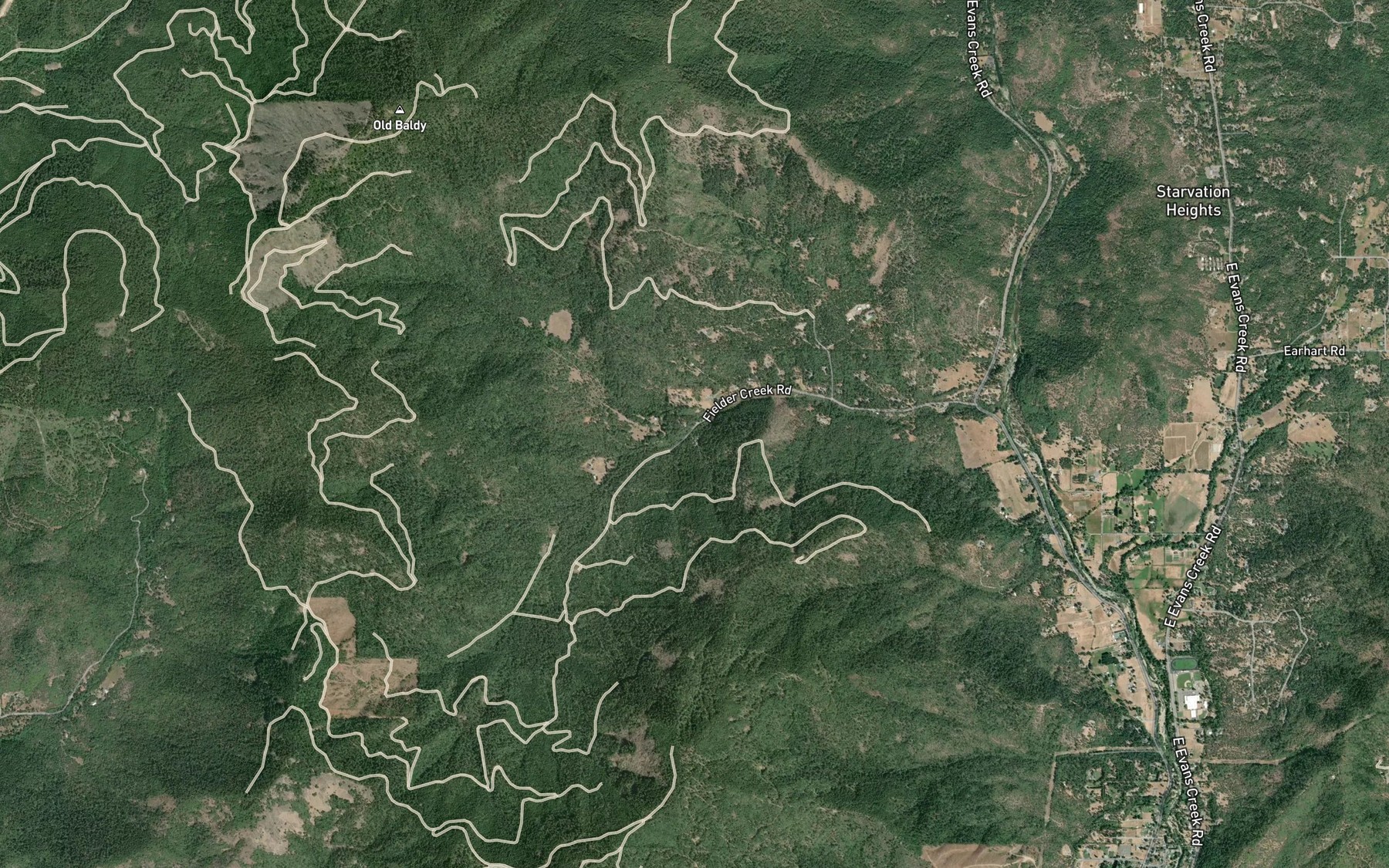 Satellite map of the Right Fork Fielder Creek