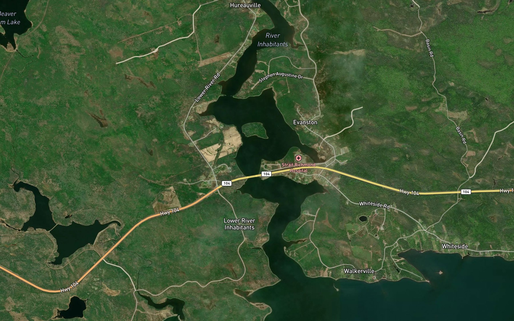 Satellite map of the Proctors West Cove