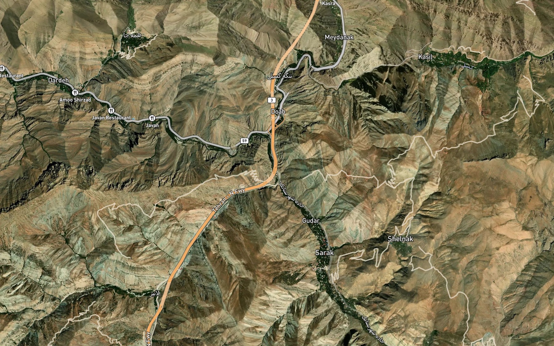 Satellite map of the Ab-e Laniz