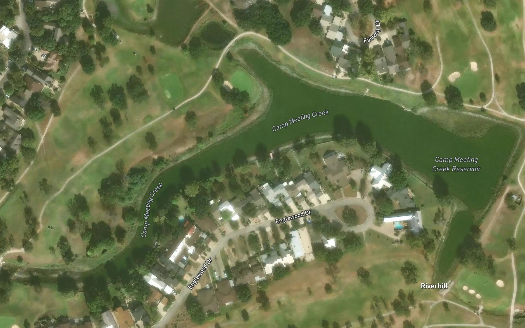 Satellite map of the Camp Meeting Creek Reservoir