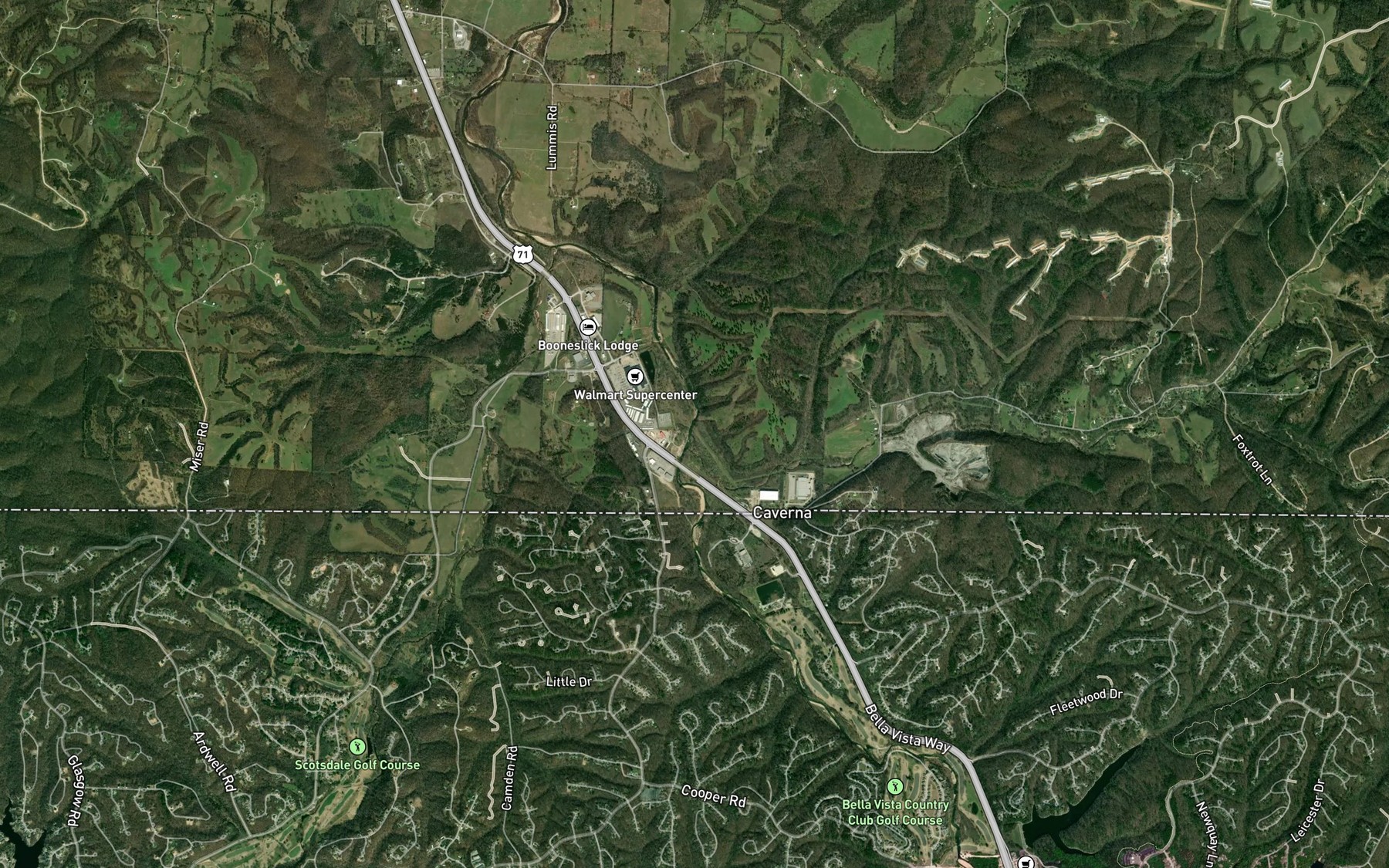 Satellite map of the Bear Creek