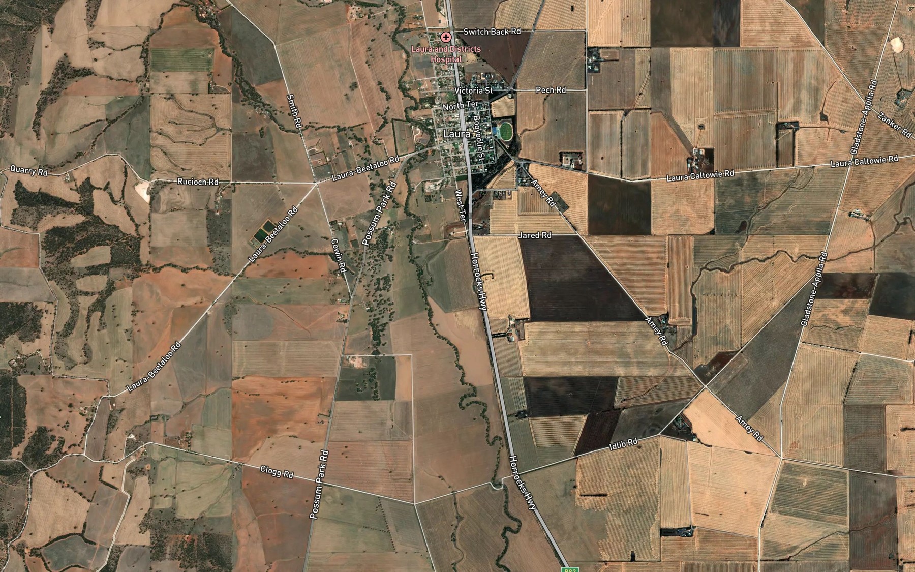 Satellite map of the Pine Creek