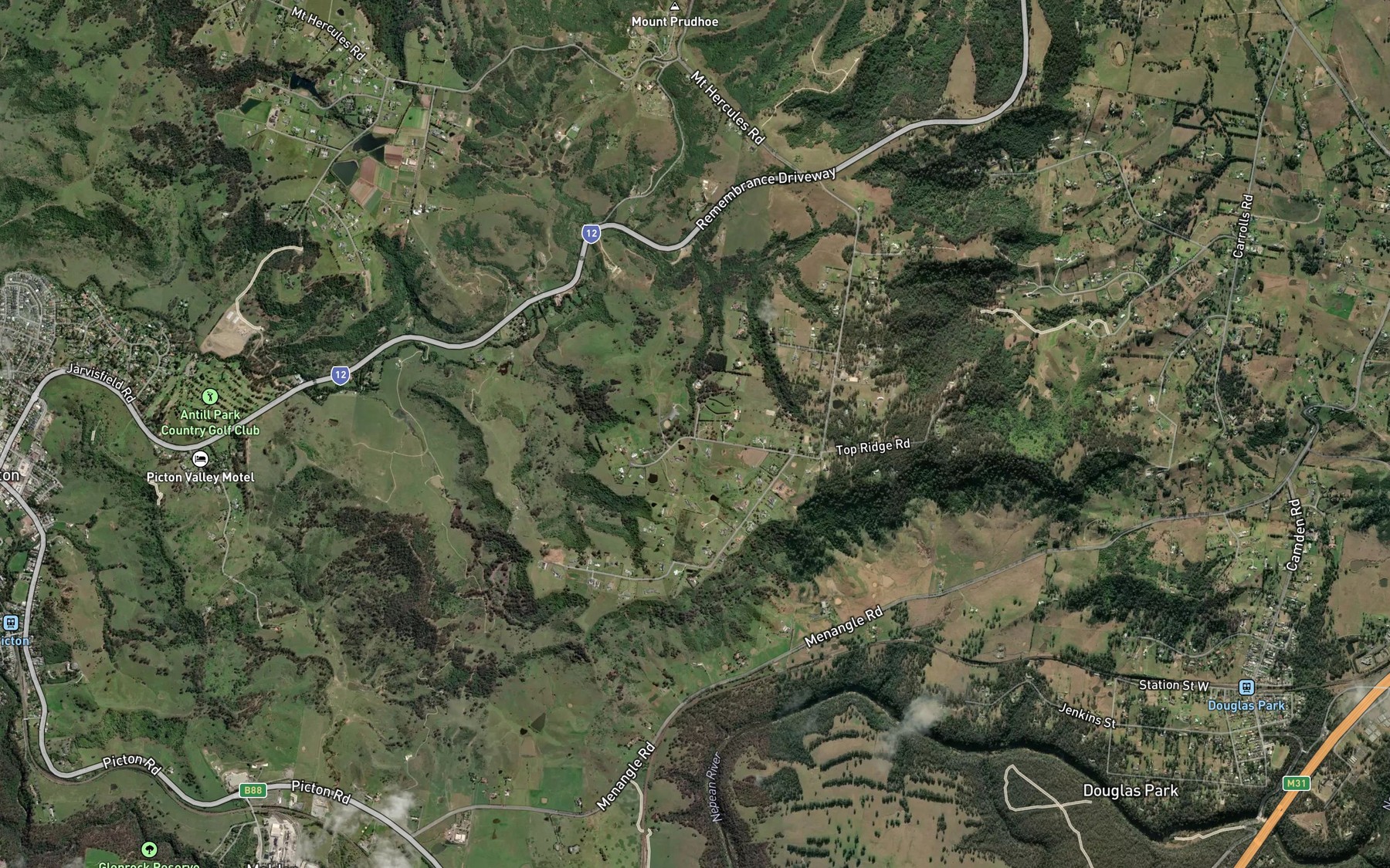 Satellite map of the Mallaty Creek