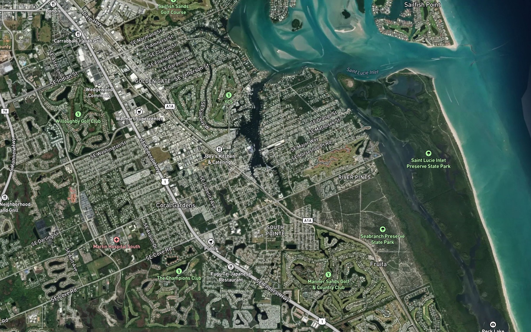 Satellite map of the Manatee Creek