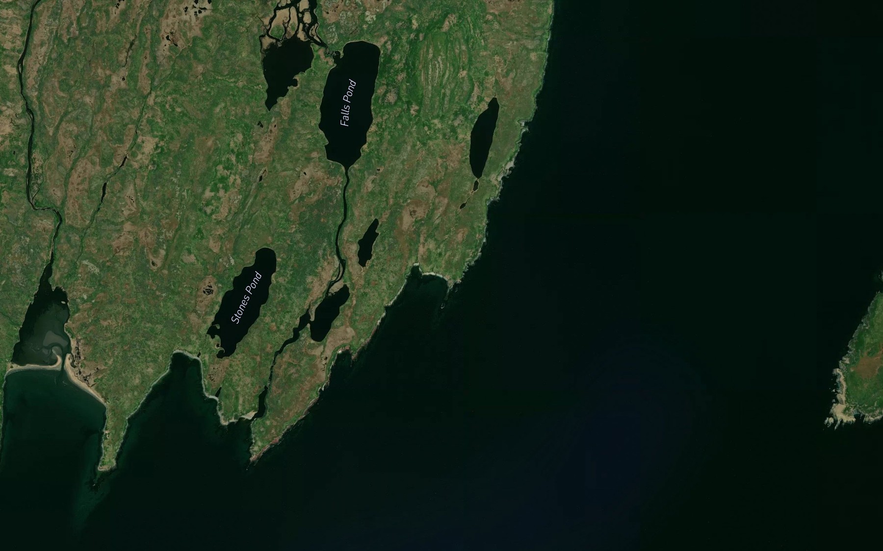 Satellite map of the Bear Cove River