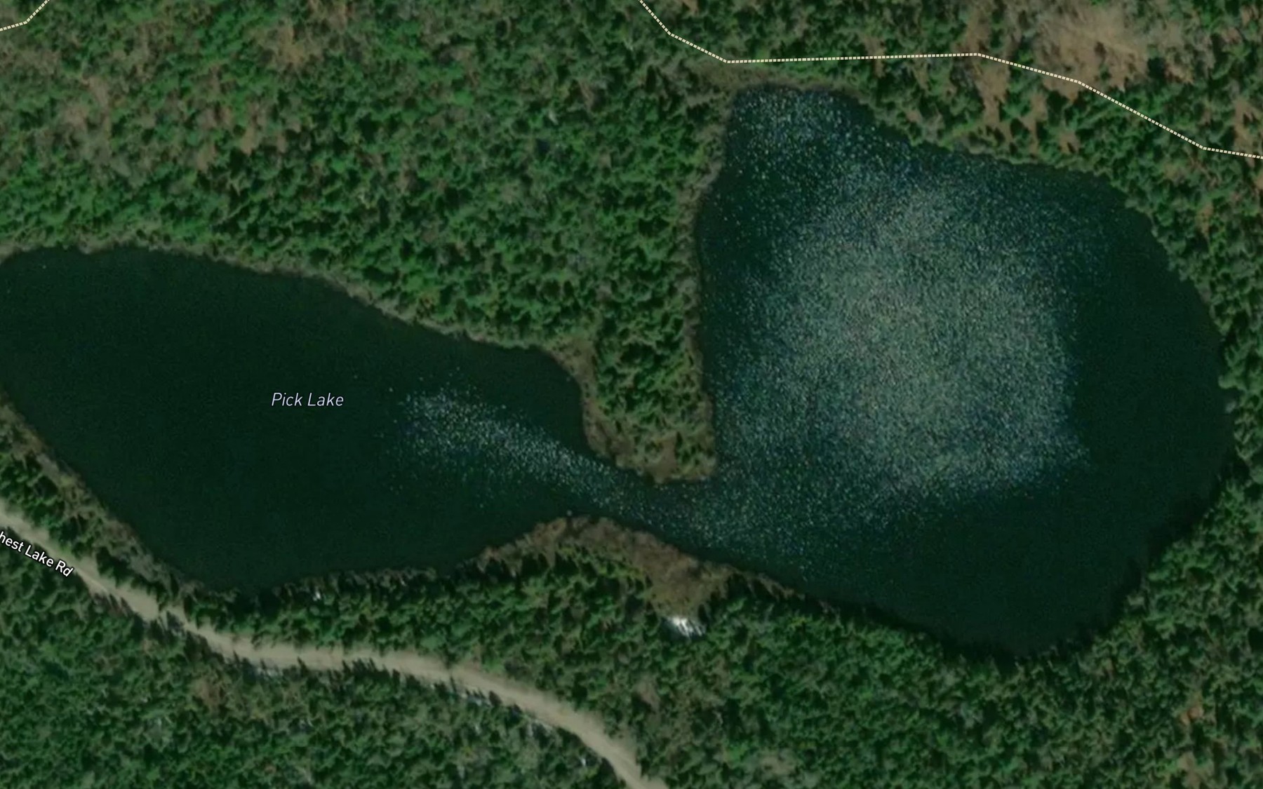 Satellite map of the Pick Lake