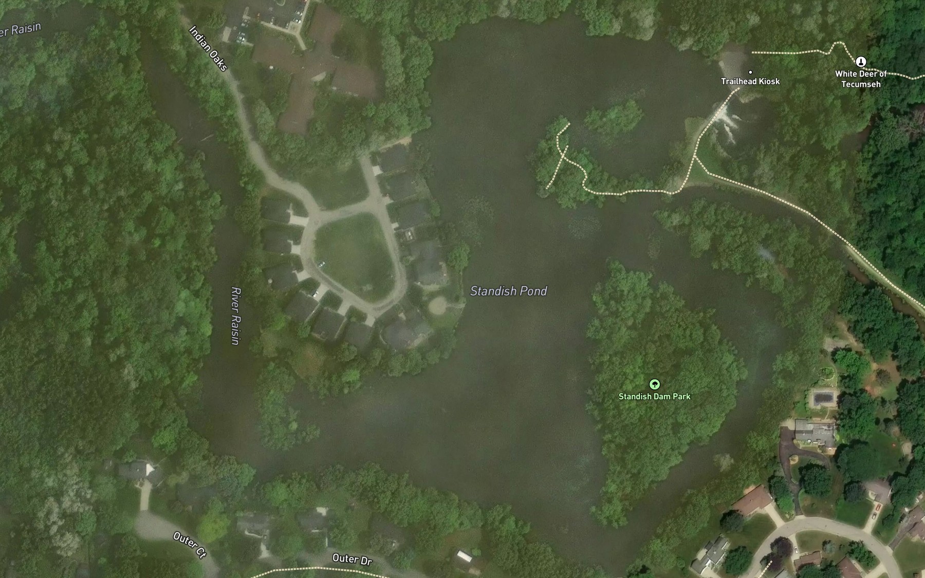 Satellite map of the Standish Pond
