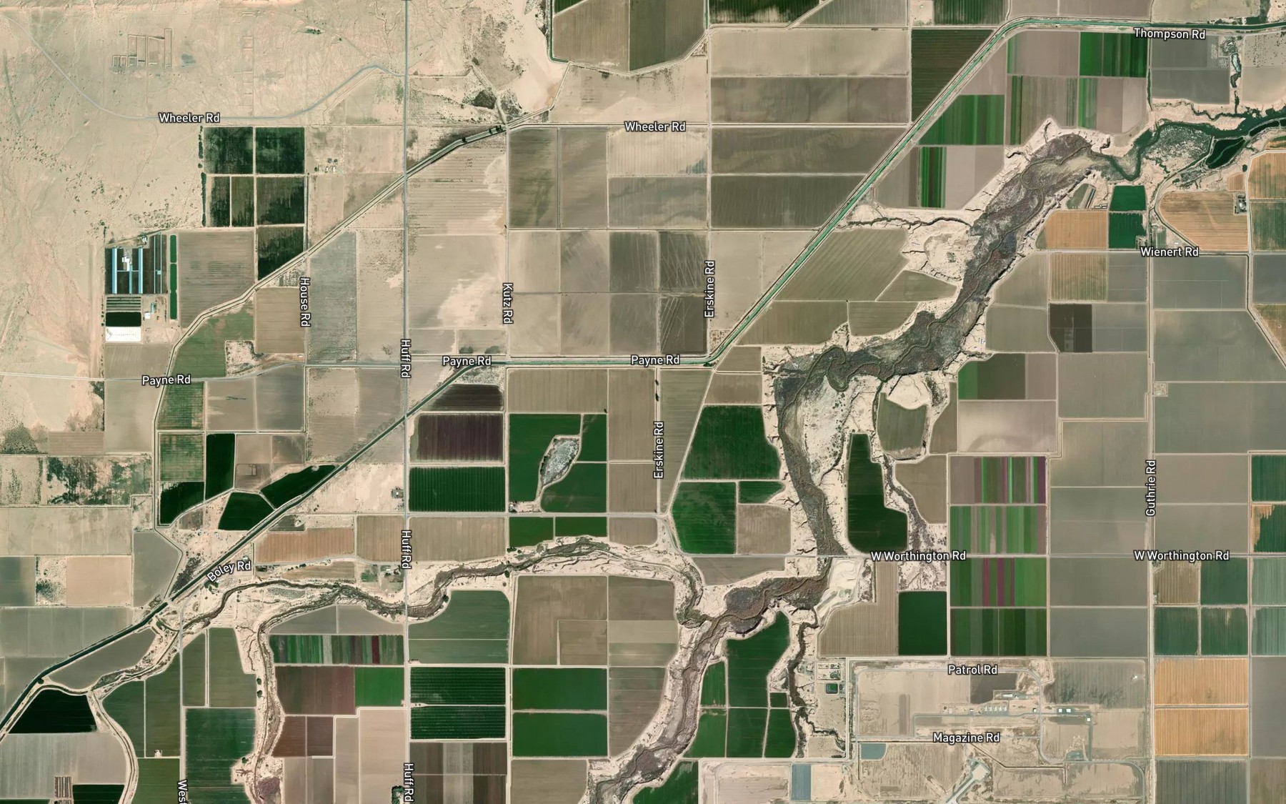 Satellite map of the Flax Drain