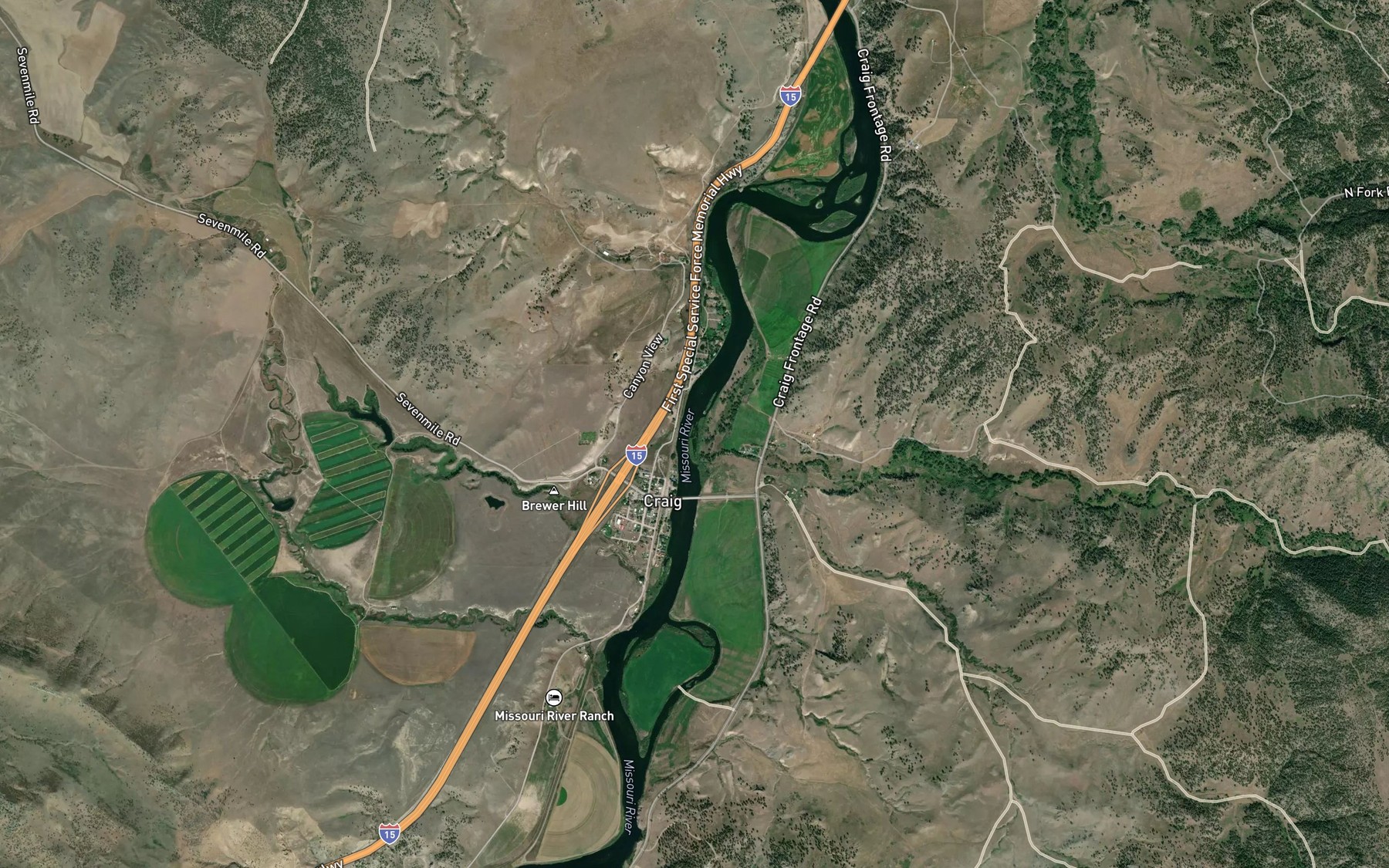 Satellite map of the Wegner Creek