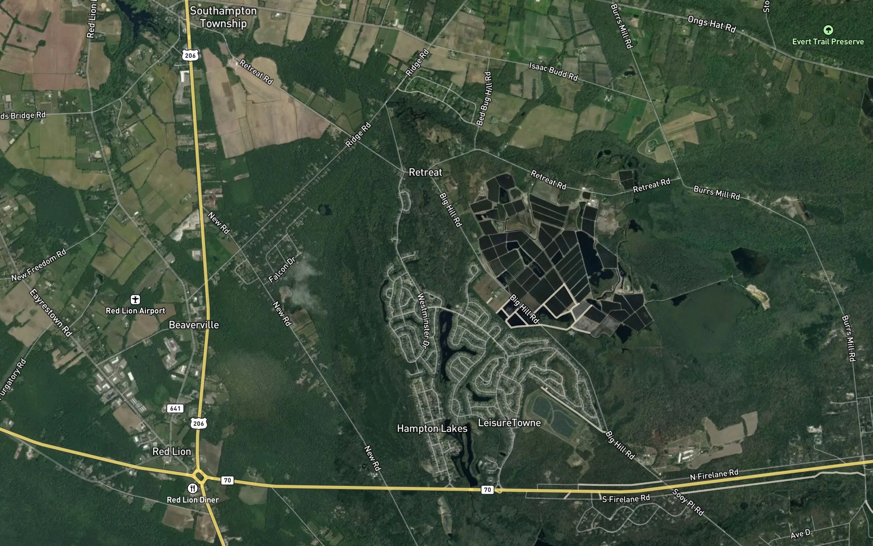 Satellite map of the Lake Three