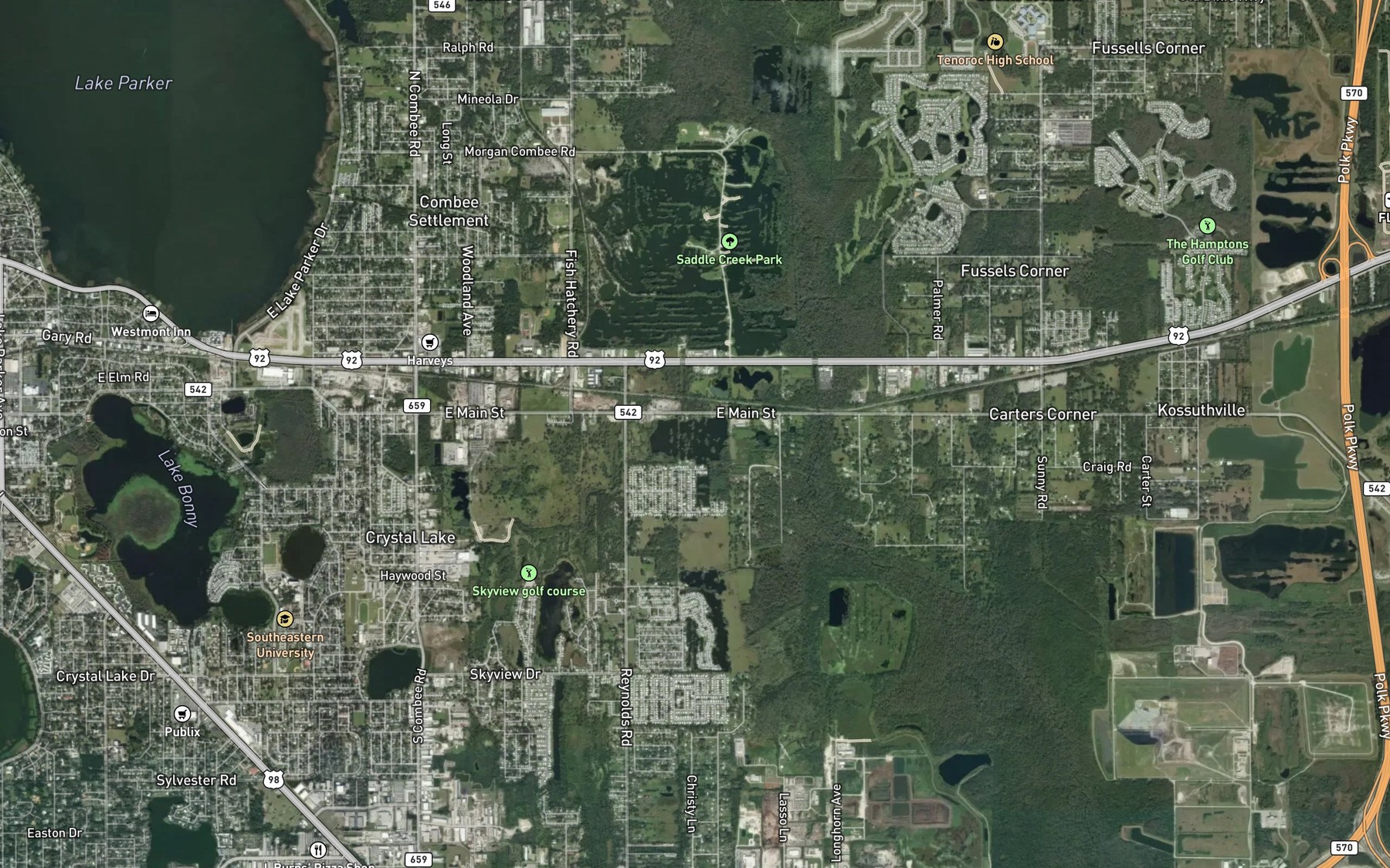 Satellite map of the Pelican Lake