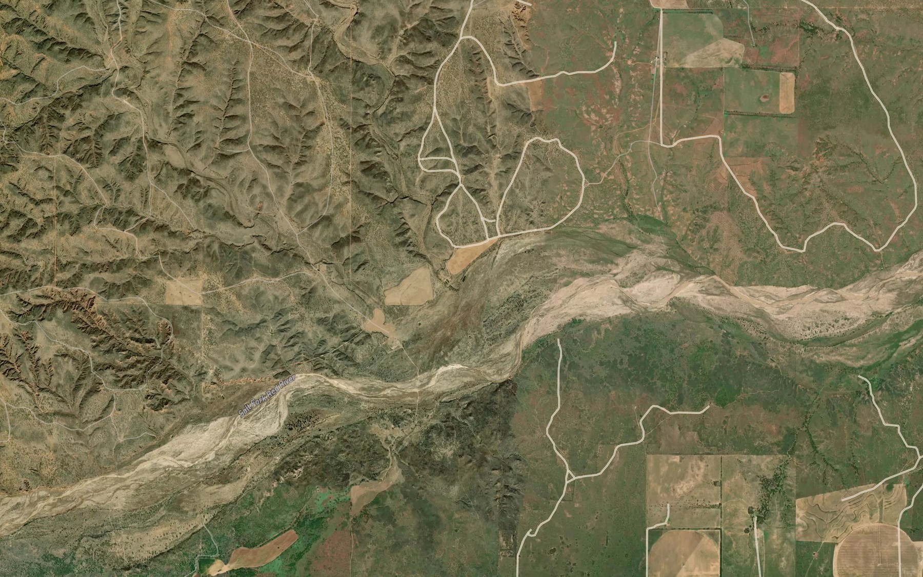 Satellite map of the Gyp Creek