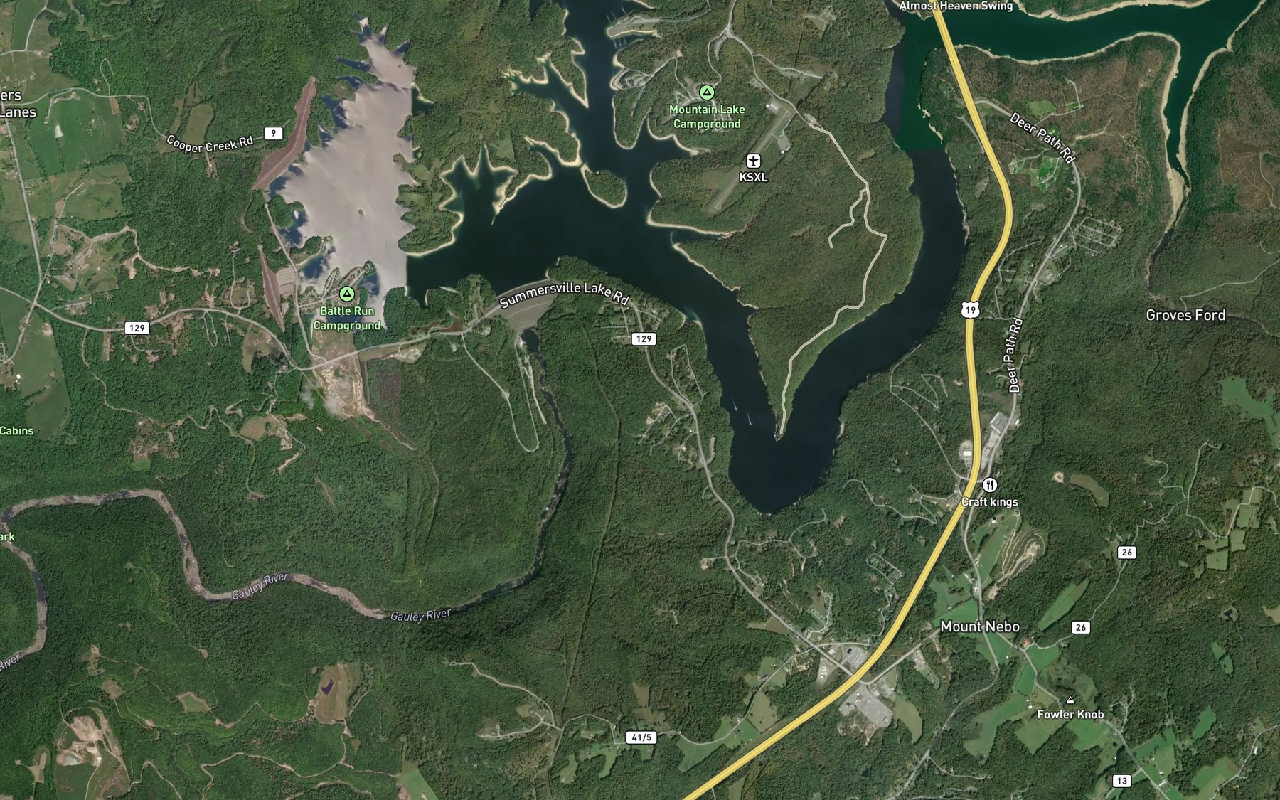 Satellite map of the Rucker Bend