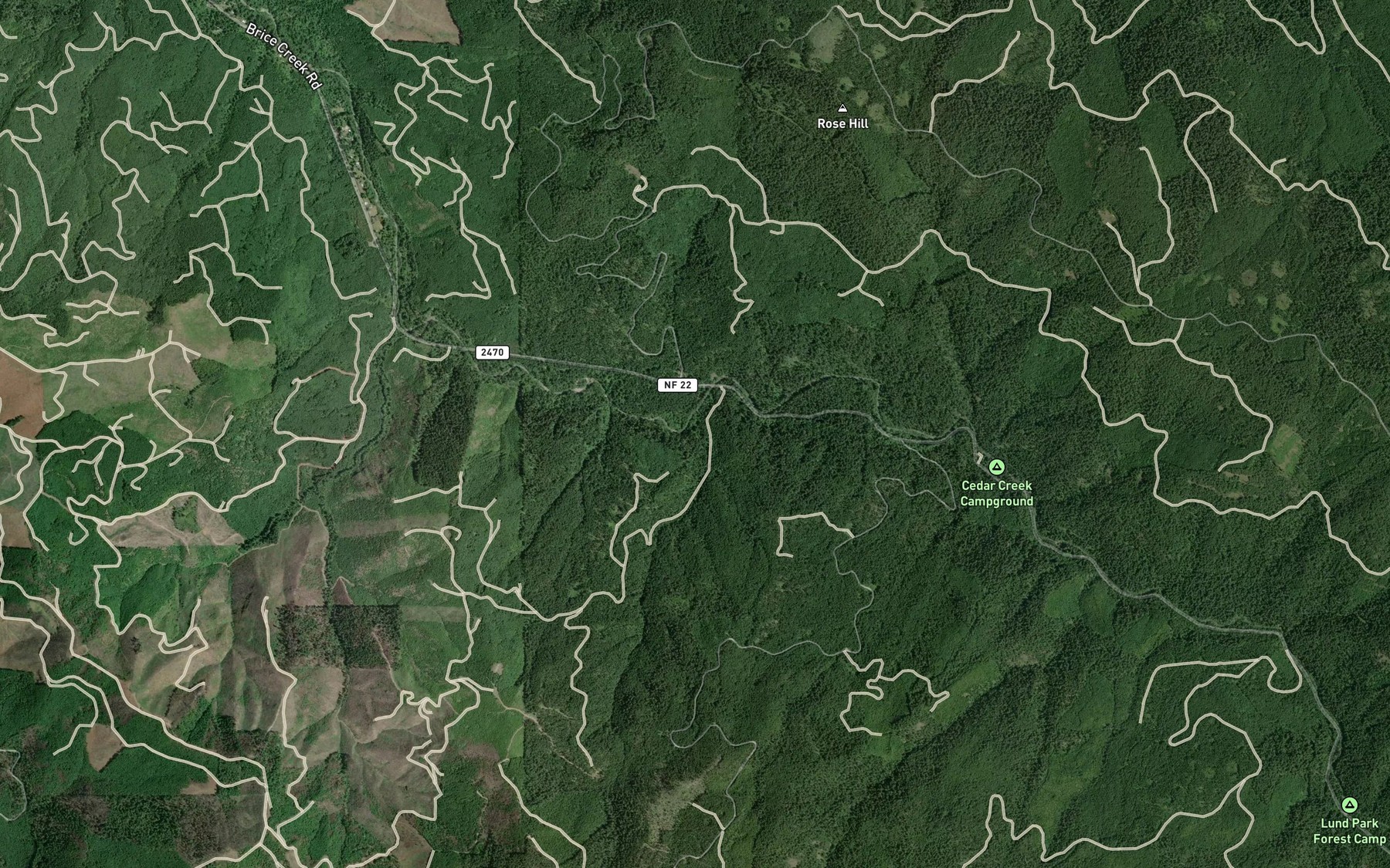 Satellite map of the Adams Creek