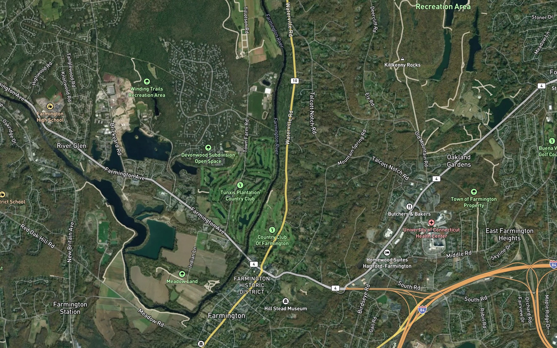 Satellite map of the Great Brook