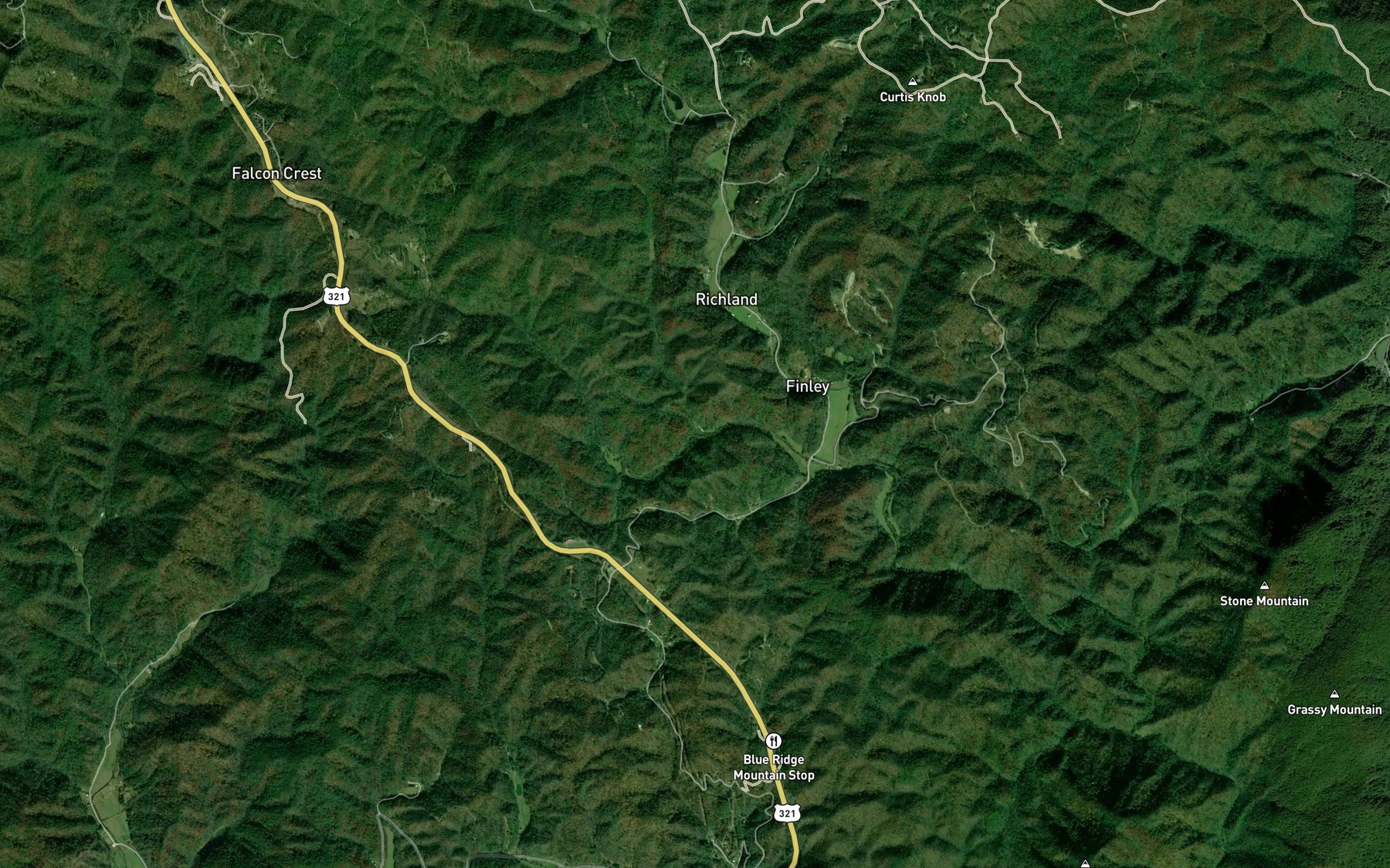 Satellite map of the Muddy Branch