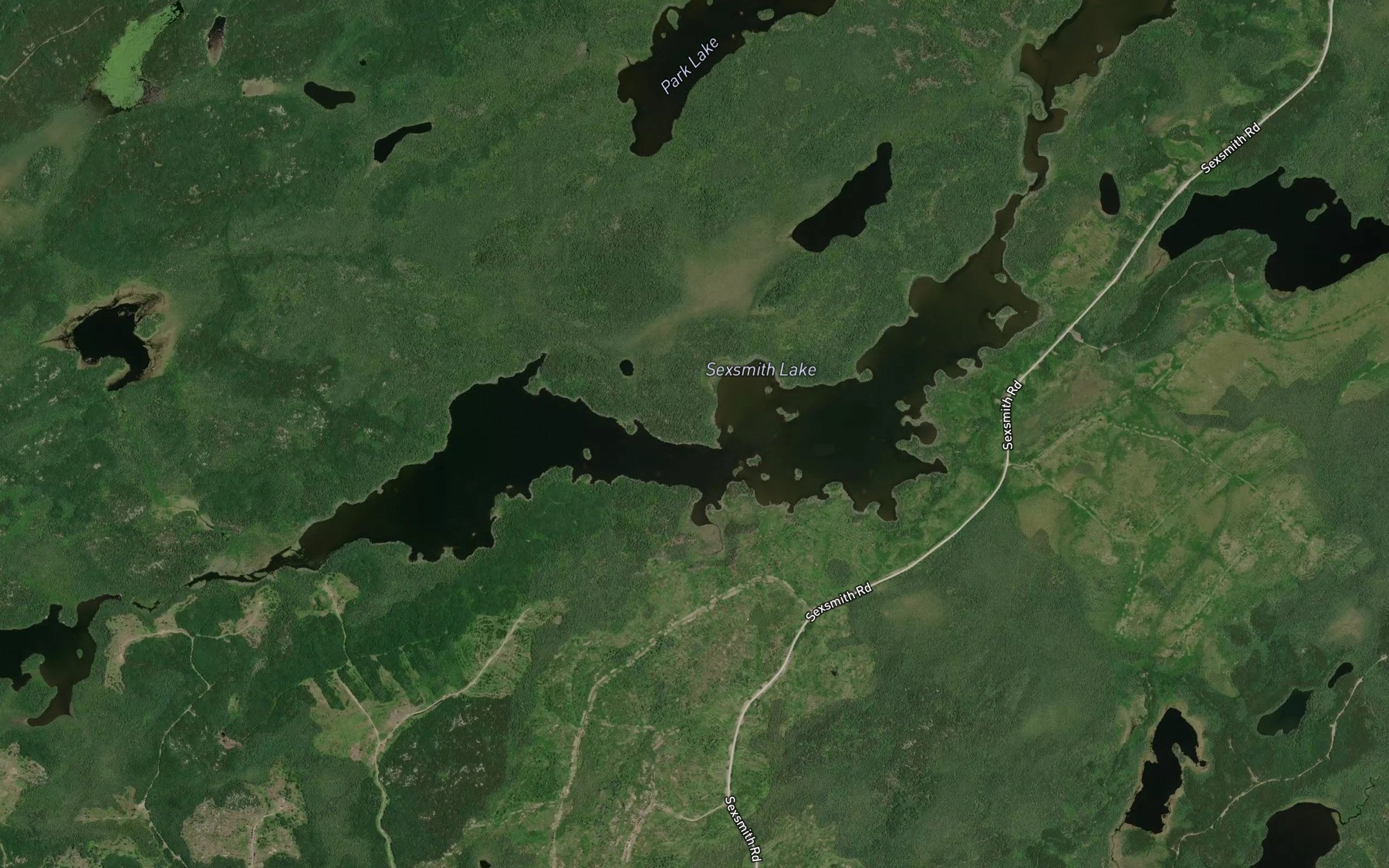 Satellite map of the Sexsmith Lake