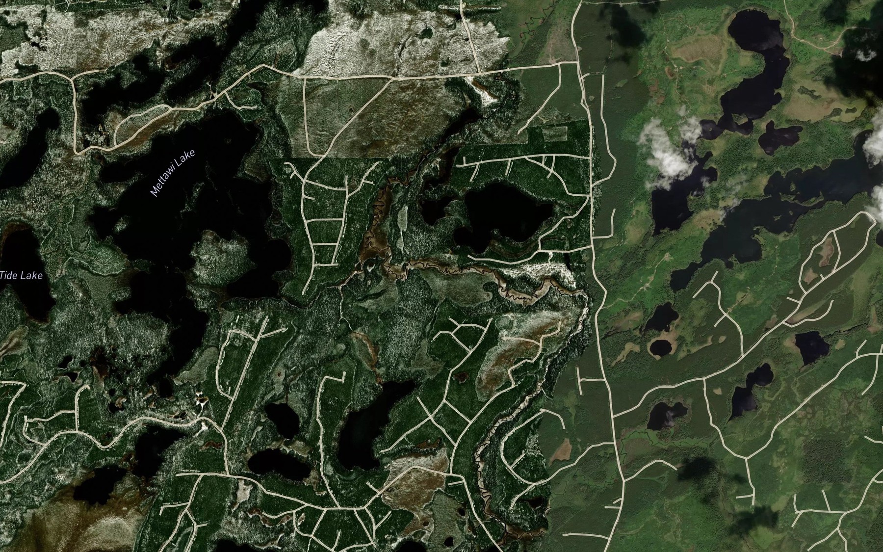 Satellite map of the Mettawi Creek
