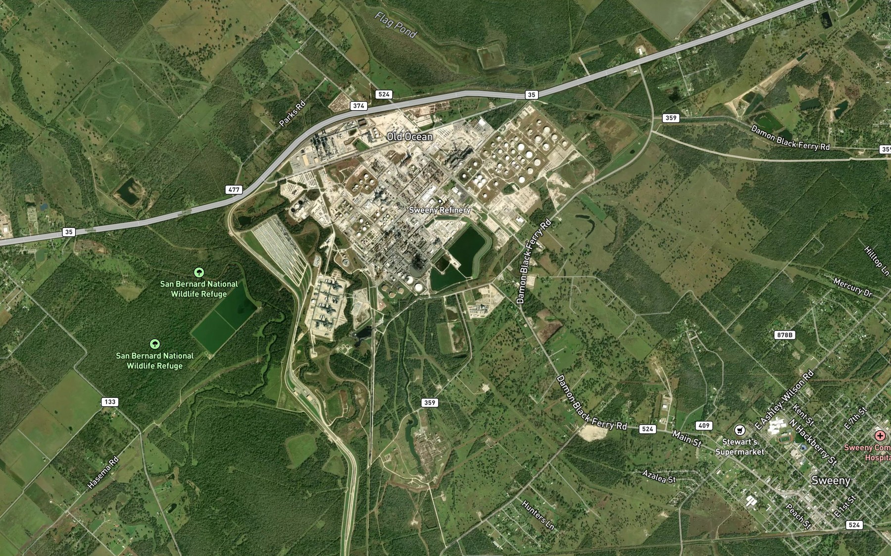 Satellite map of the Markle Lake
