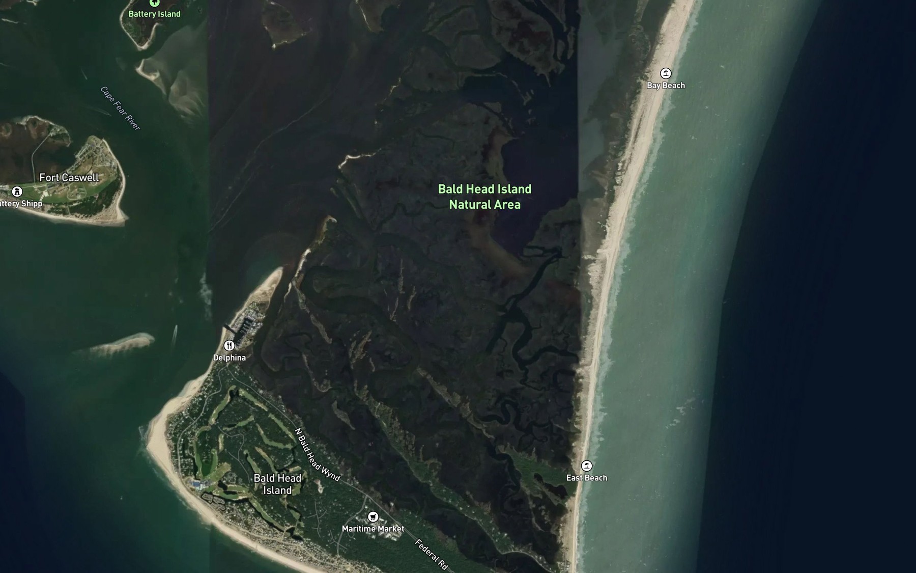 Satellite map of the Bay Creek