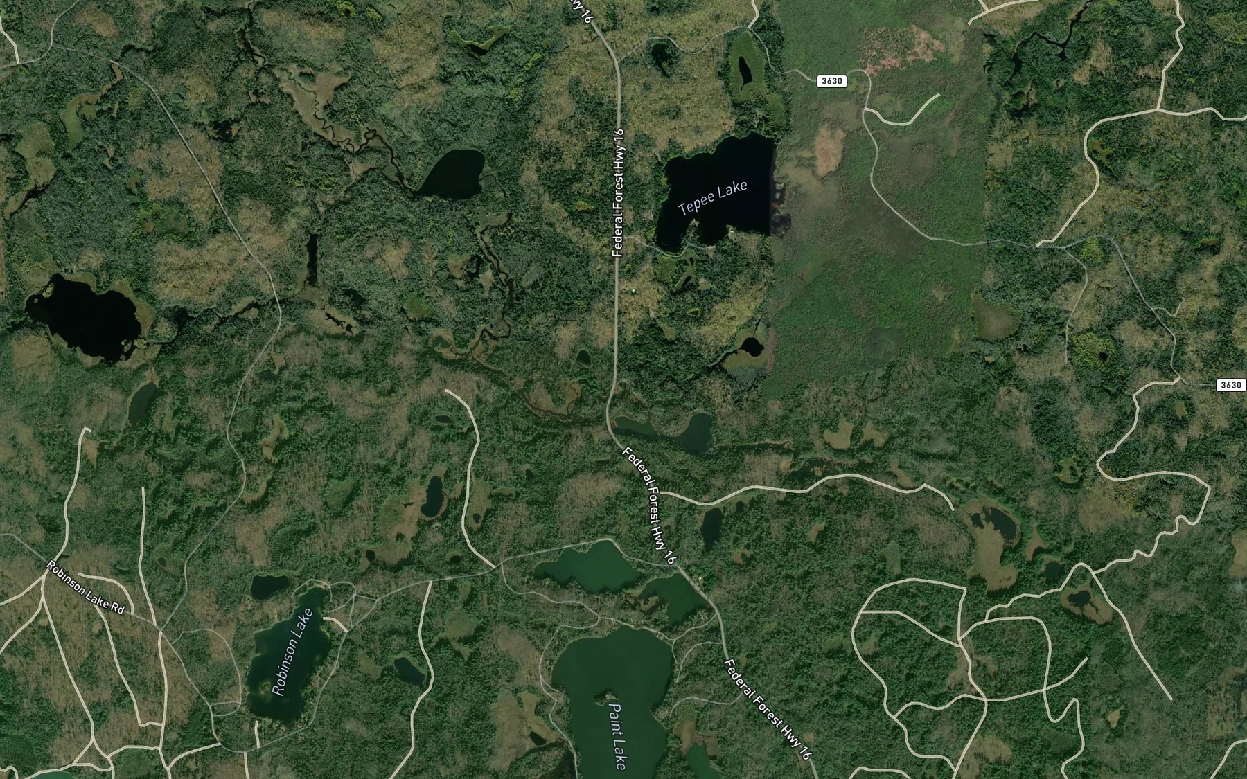 Satellite map of the Tepee Creek